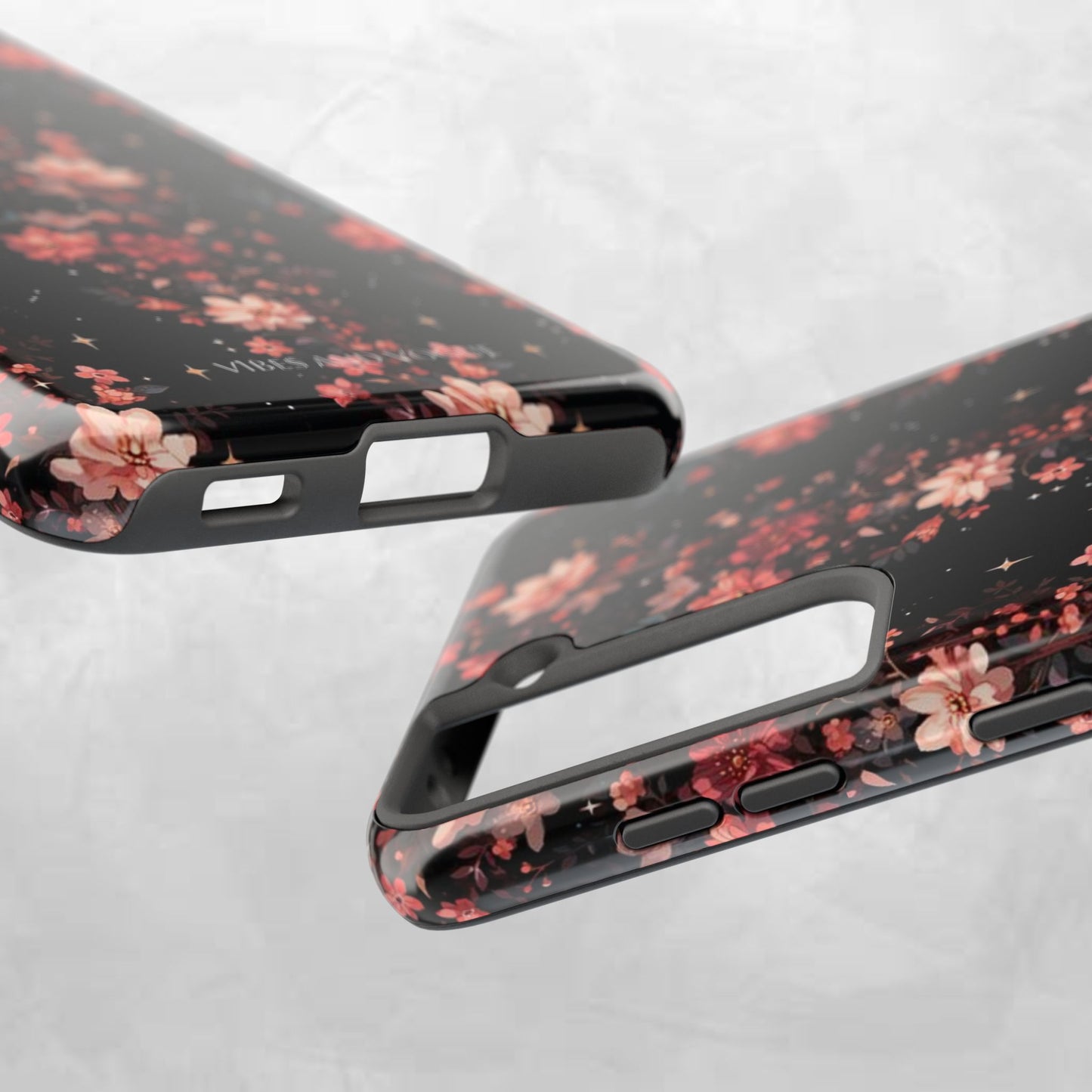 Floral Galaxy Phone Case – Dark Pink Blossom Tough Protective Case