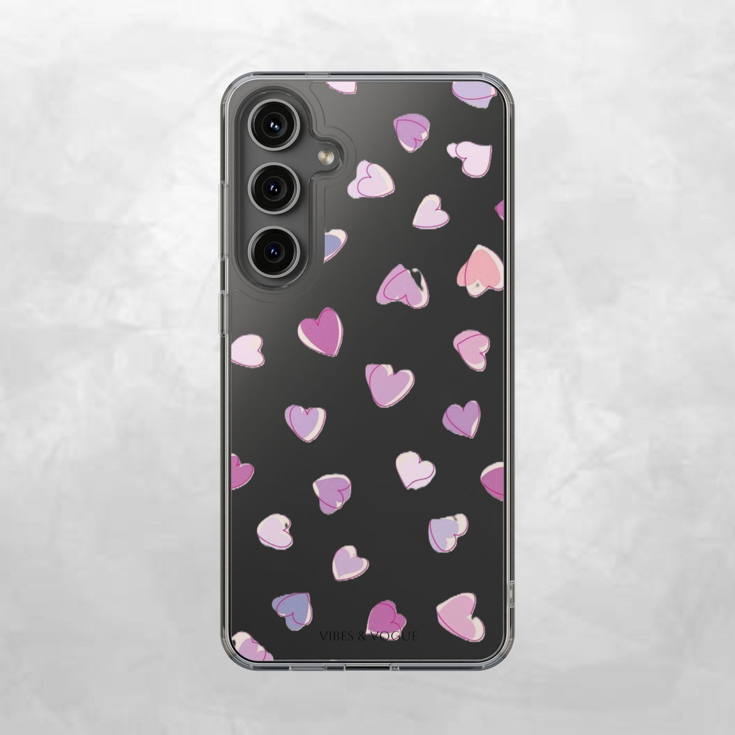 Heart Pattern Clear Case, Cute Phone Cover, Valentine's Day Gift, Trendy Phone Accessory, Love Theme Case