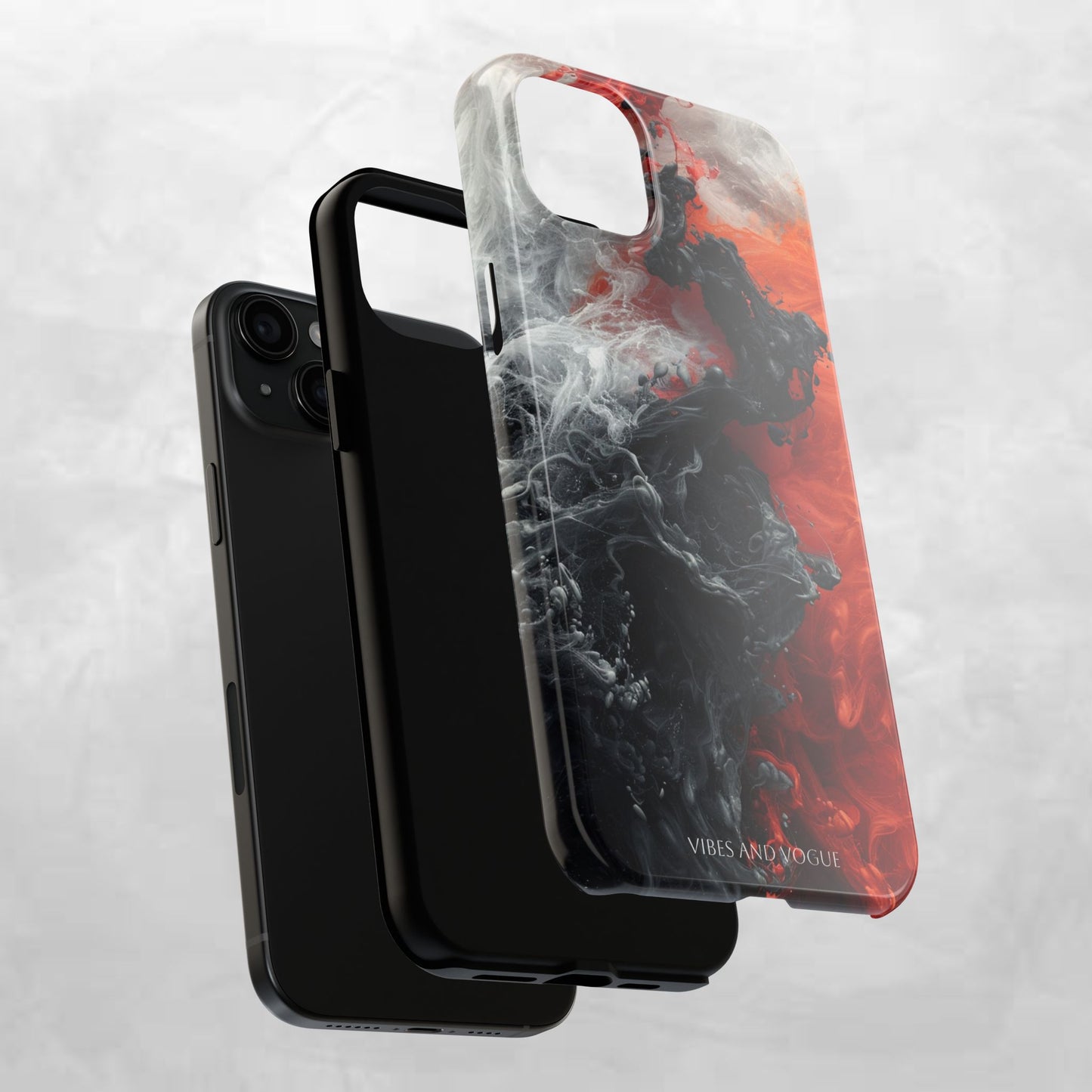 Abstract Red & Black Smoke Tough Phone Case — Vibes and Vogue Protective Cover