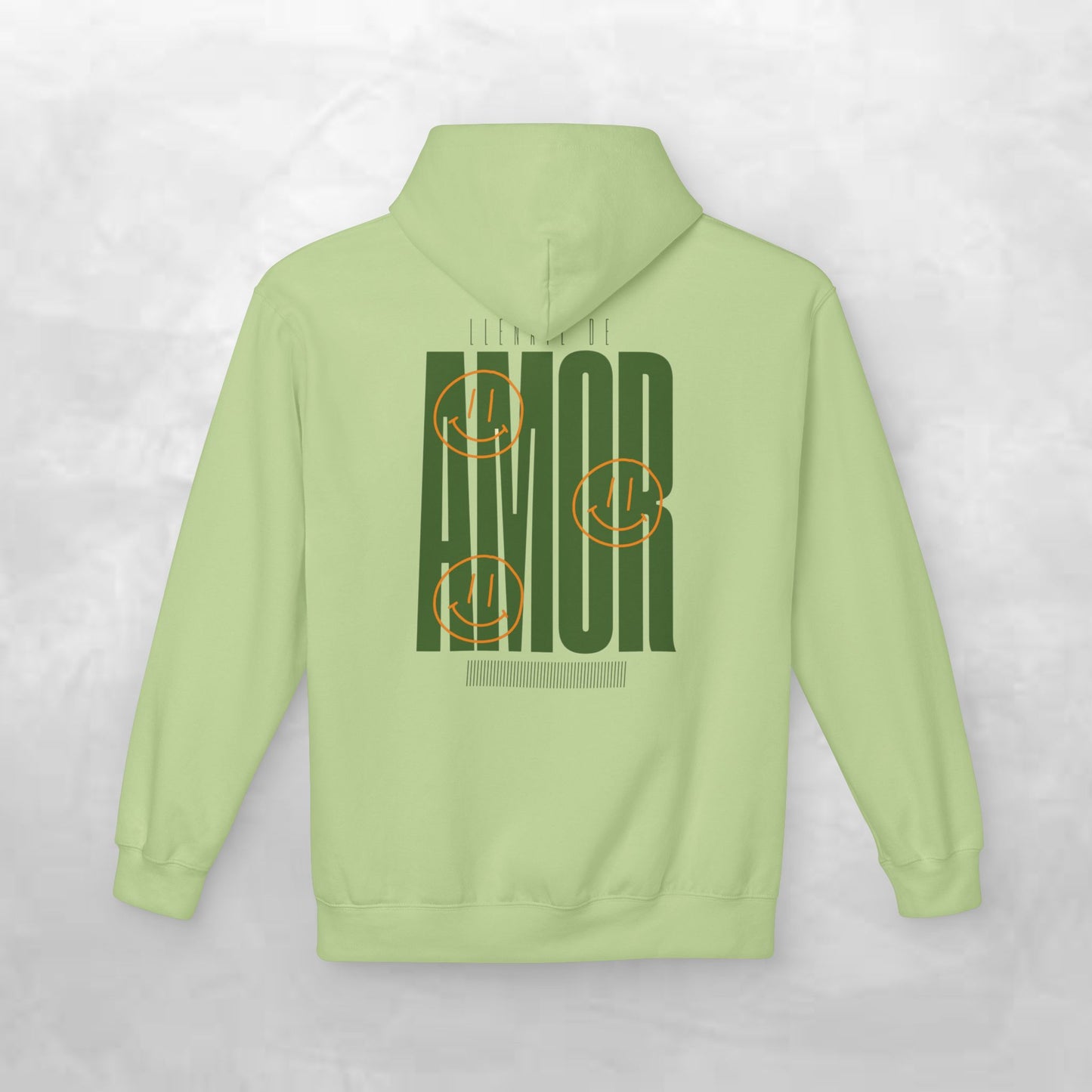 Amor Graphic Hoodie — Green Vintage Script Love Design