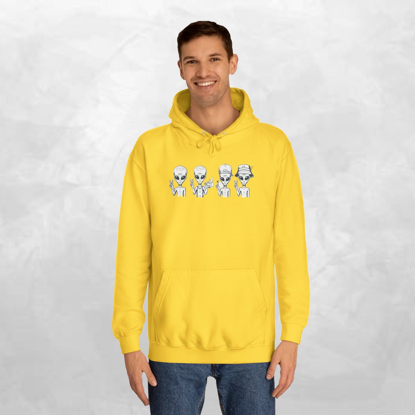 Retro Alien College Hoodie - Unisex Warm Sweatshirt for Campus Style