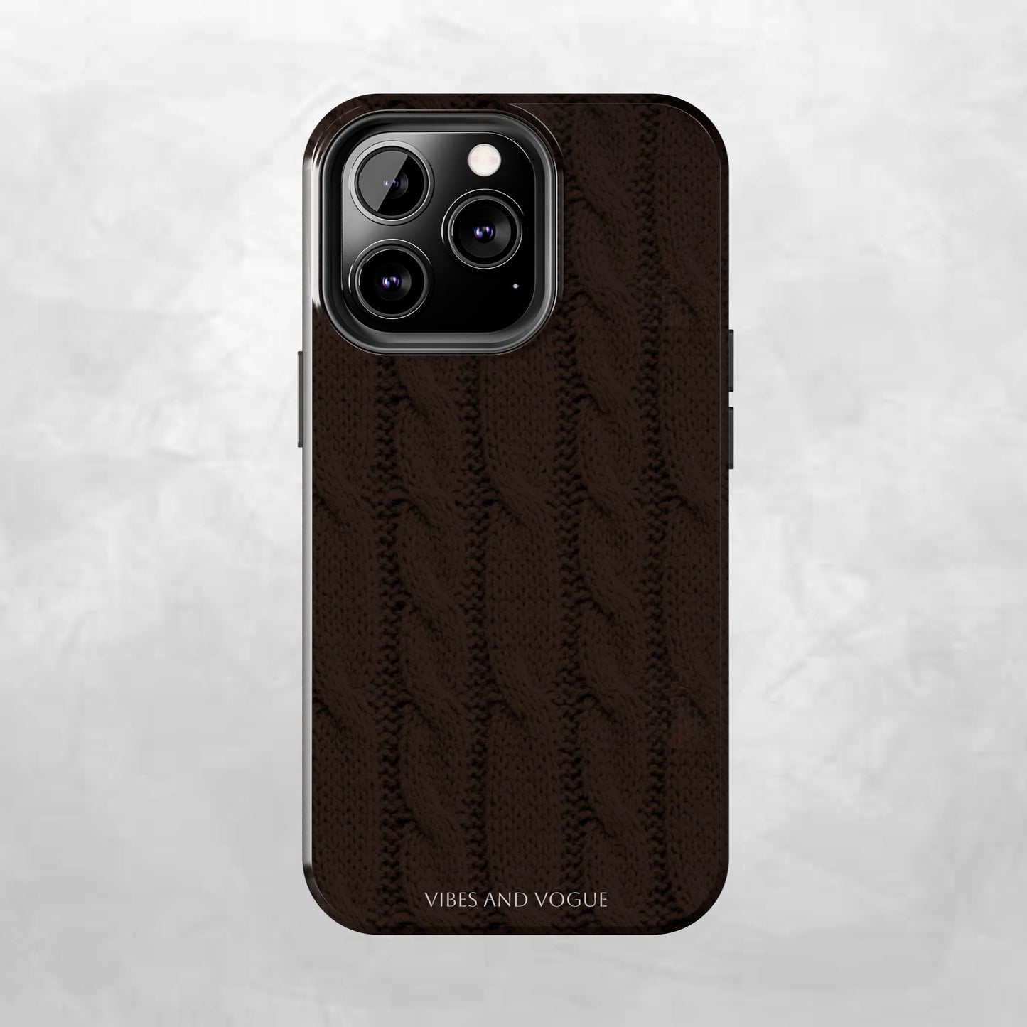Cable Knit Chocolate Tough Phone Case — Vibes and Vogue Protective Cover