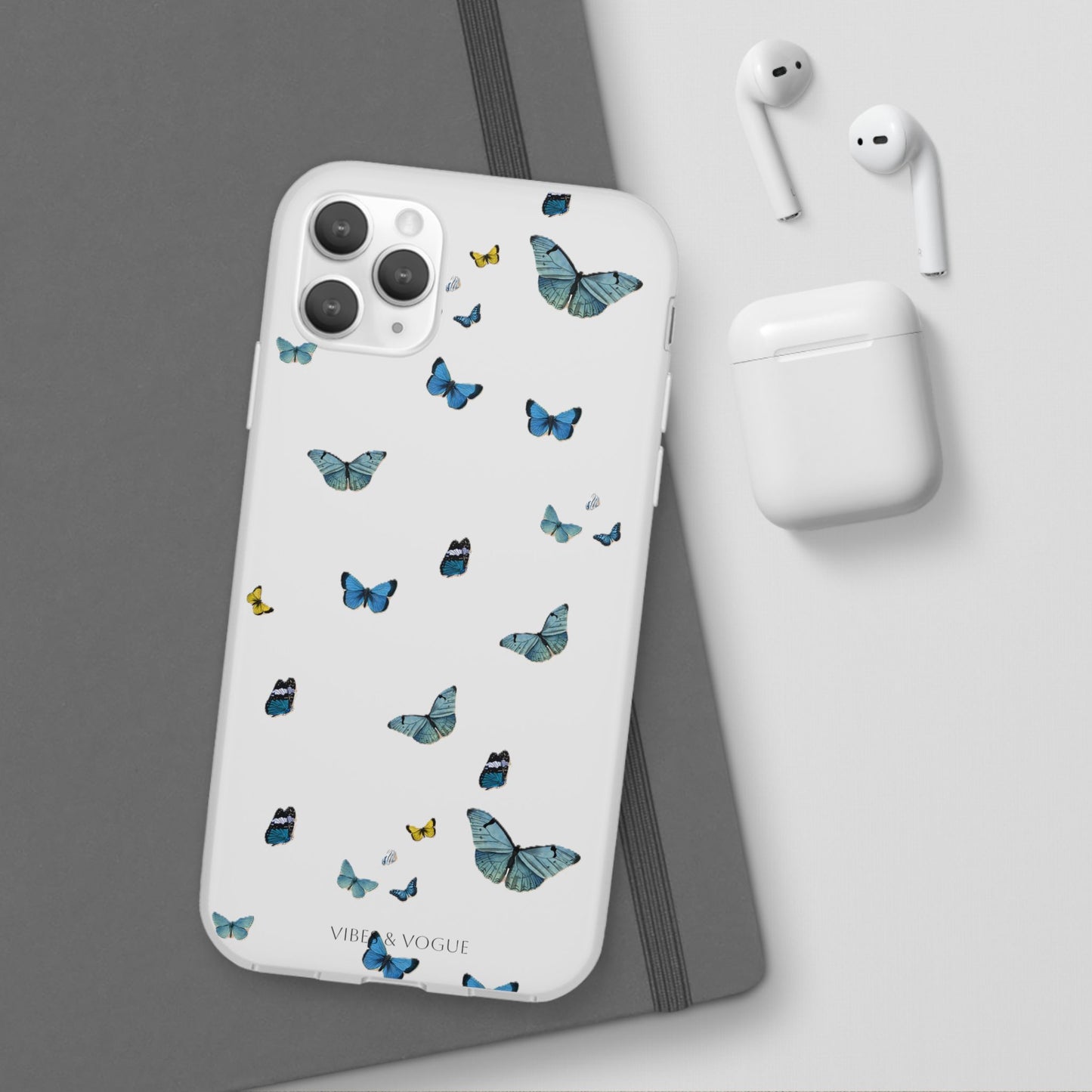 Butterfly Vibes Phone Case, Flexible Phone Cover, Elegant Phone Accessory, Gift for Nature Lovers, Spring Decor, Eco-Friendly Case