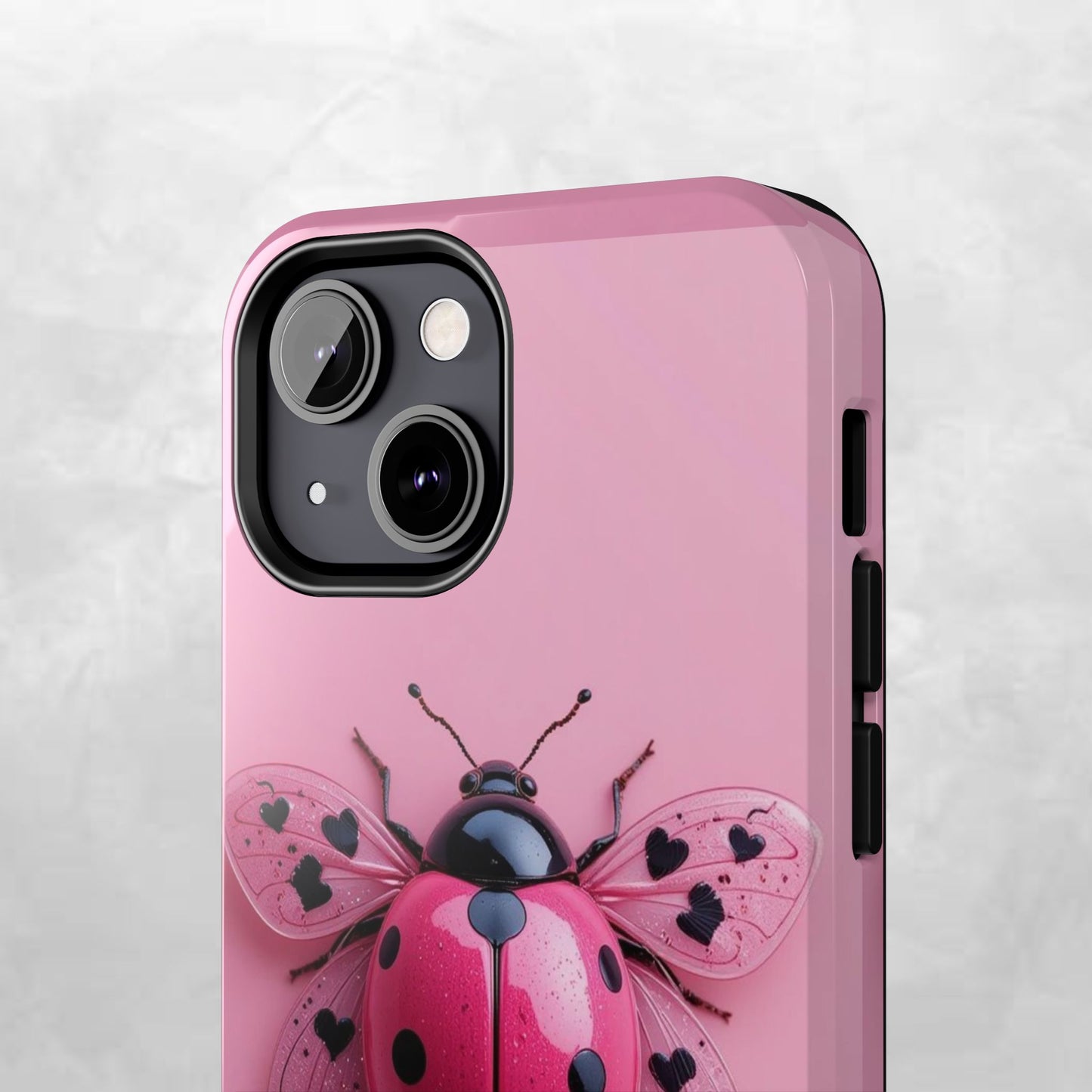 Pink Ladybug Tough Phone Case, Cute Phone Cover, Bug Lover Gift, Durable Smartphone Shell, Protective Tech Accessory