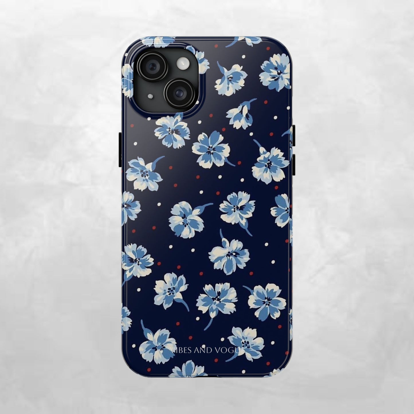 Floral Navy Tough Phone Case — Blue Blossom Protective Phone Cover