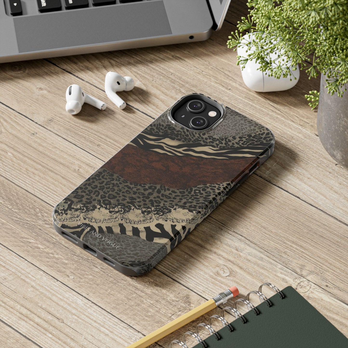 Safari Patchwork Tough Phone Case — Brown Leopard & Zebra Animal Print