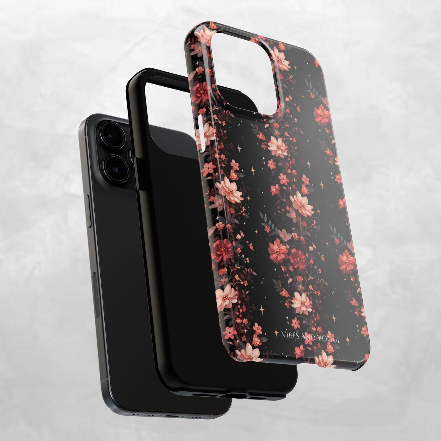 Floral Galaxy Phone Case – Dark Pink Blossom Tough Protective Case