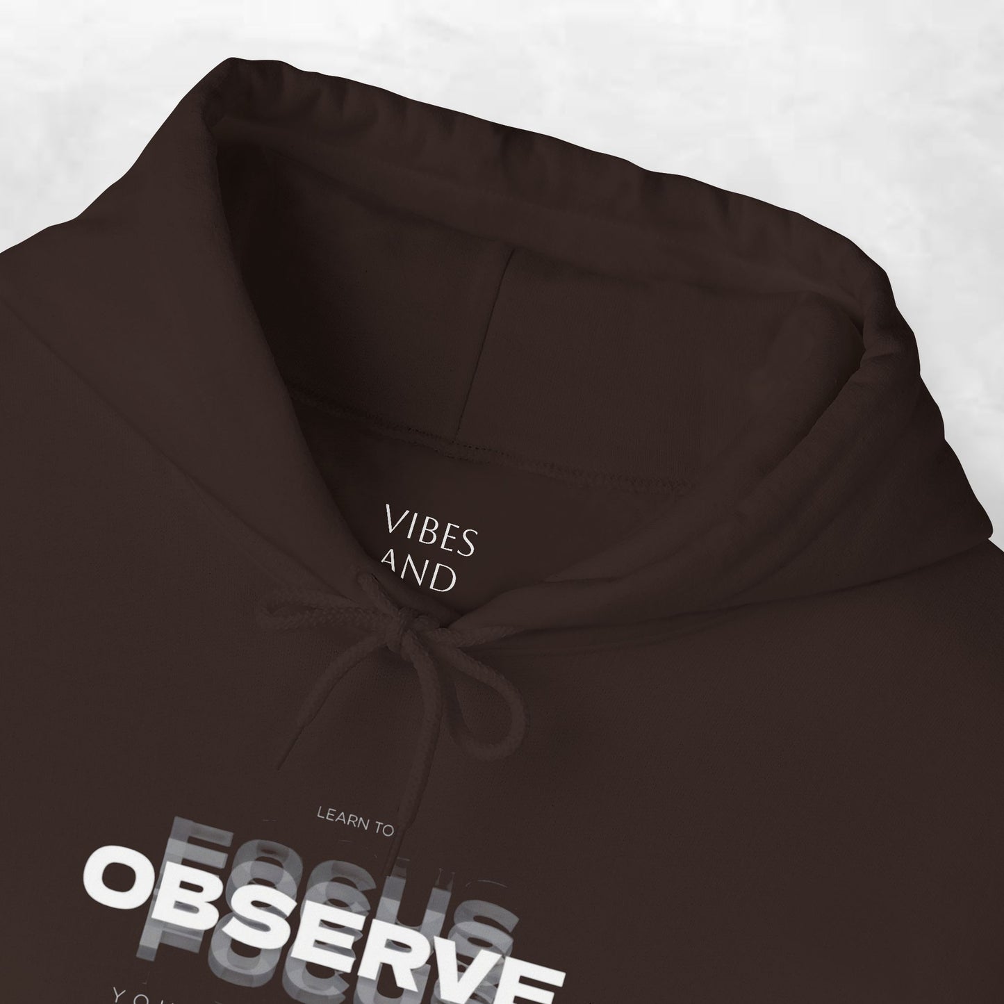 Observe Hoodie — Minimalist Glitch Text Black Pullover