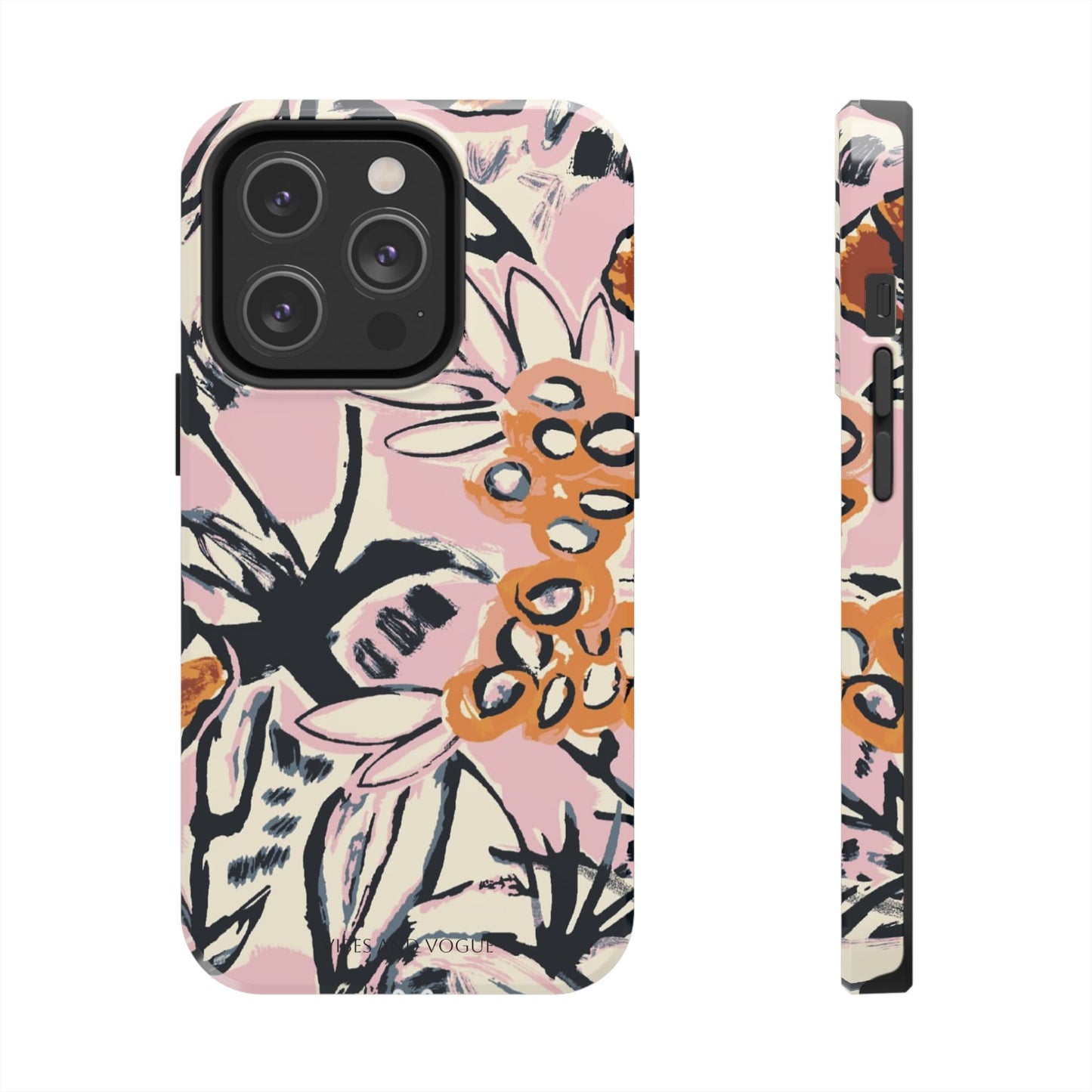 Purple Ocean Creatures Tough Phone Case — Jellyfish, Turtle & Floral Protective Cover