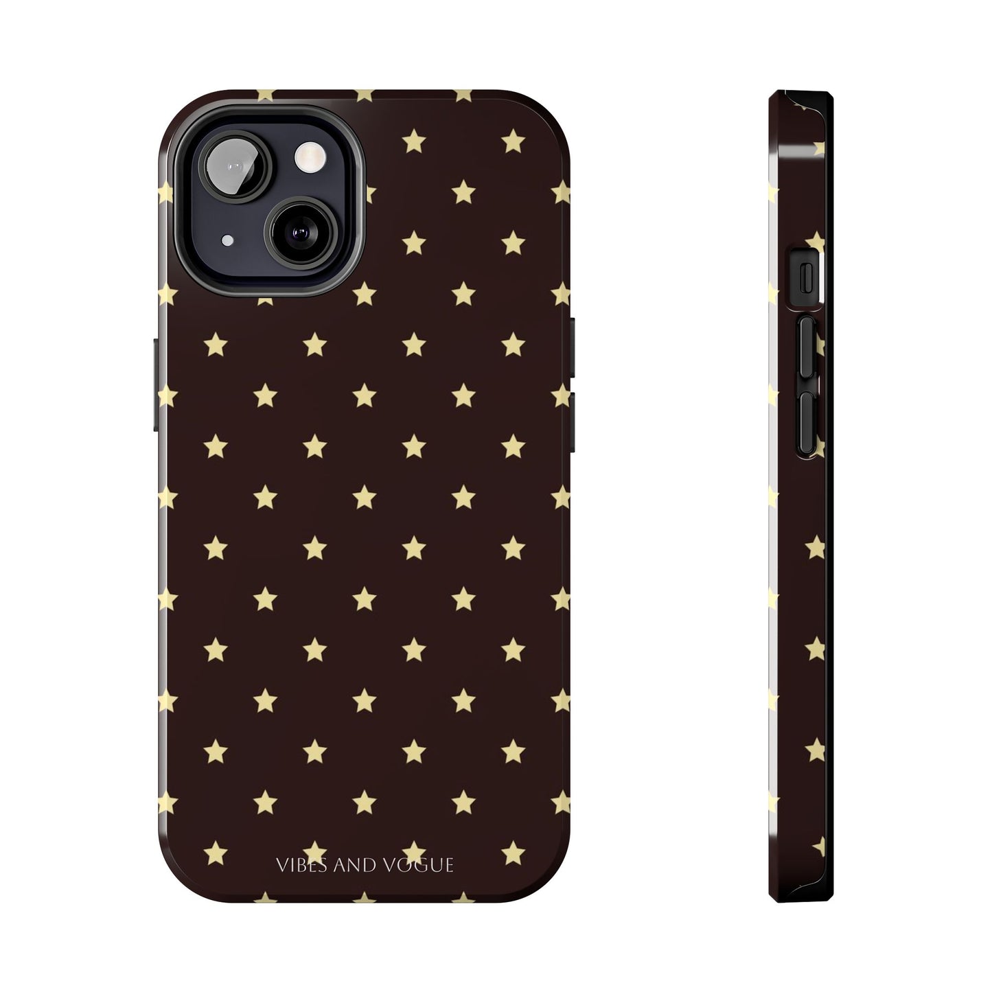 Star Pattern Tough Phone Case — Gold Stars on Chocolate Brown