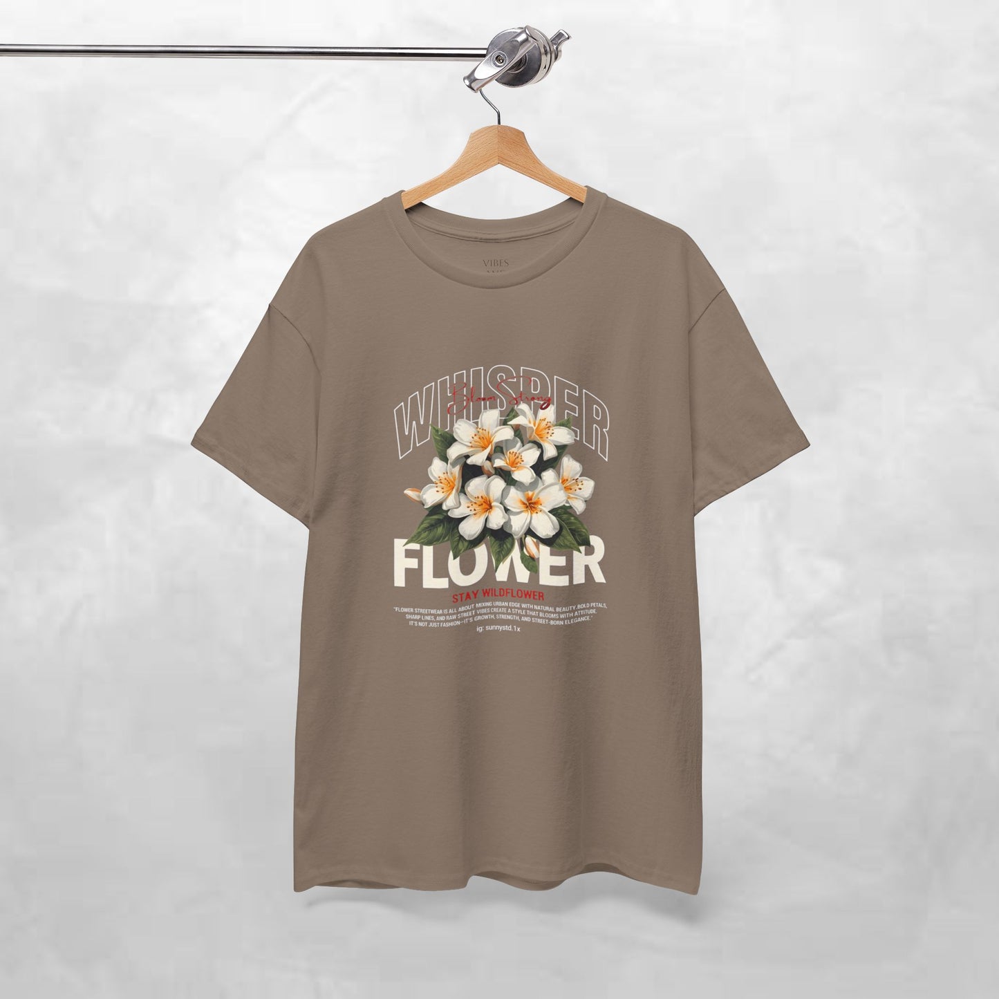 Floral "Whisper Flower" Graphic Tee — Vintage Plumeria Blossom Shirt