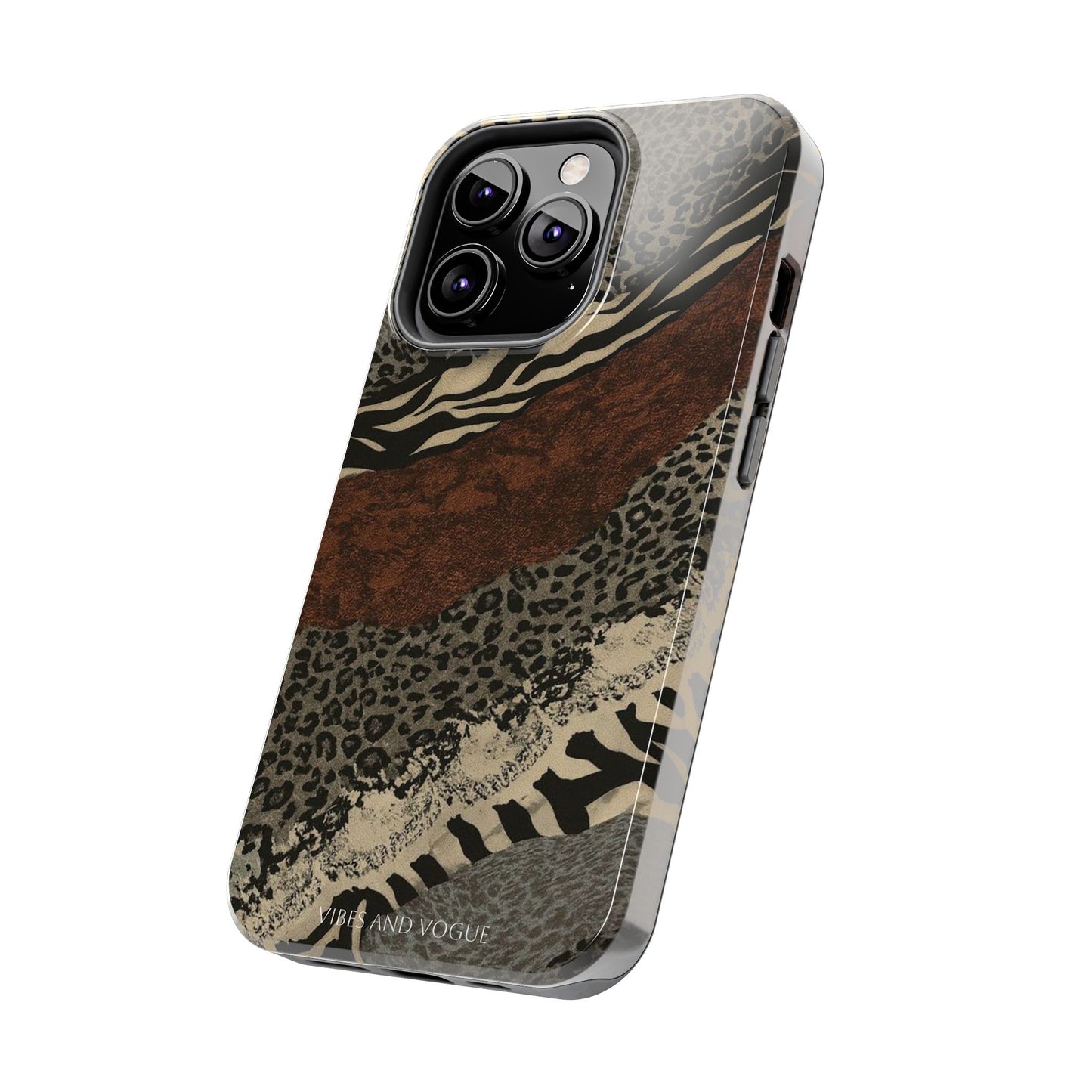 Safari Patchwork Tough Phone Case — Brown Leopard & Zebra Animal Print