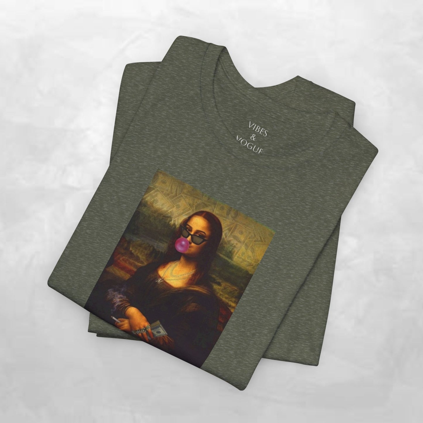 Mona Lisa Fun Tee, Artistic Short Sleeve Tee, Unique Graphic T-Shirt, Trendy Art Shirt, Gift for Art Lovers