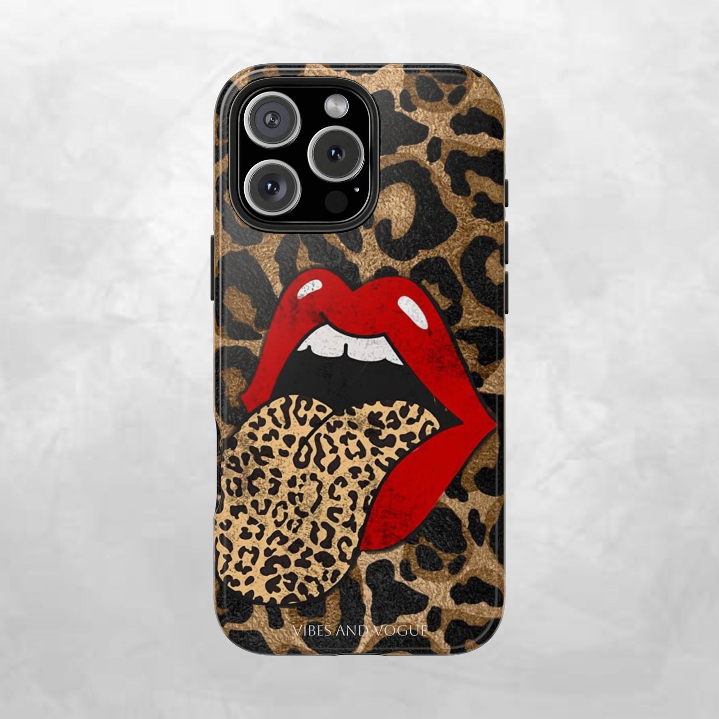 Leopard Lip Tough Phone Case — Bold Animal Print Phone Cover