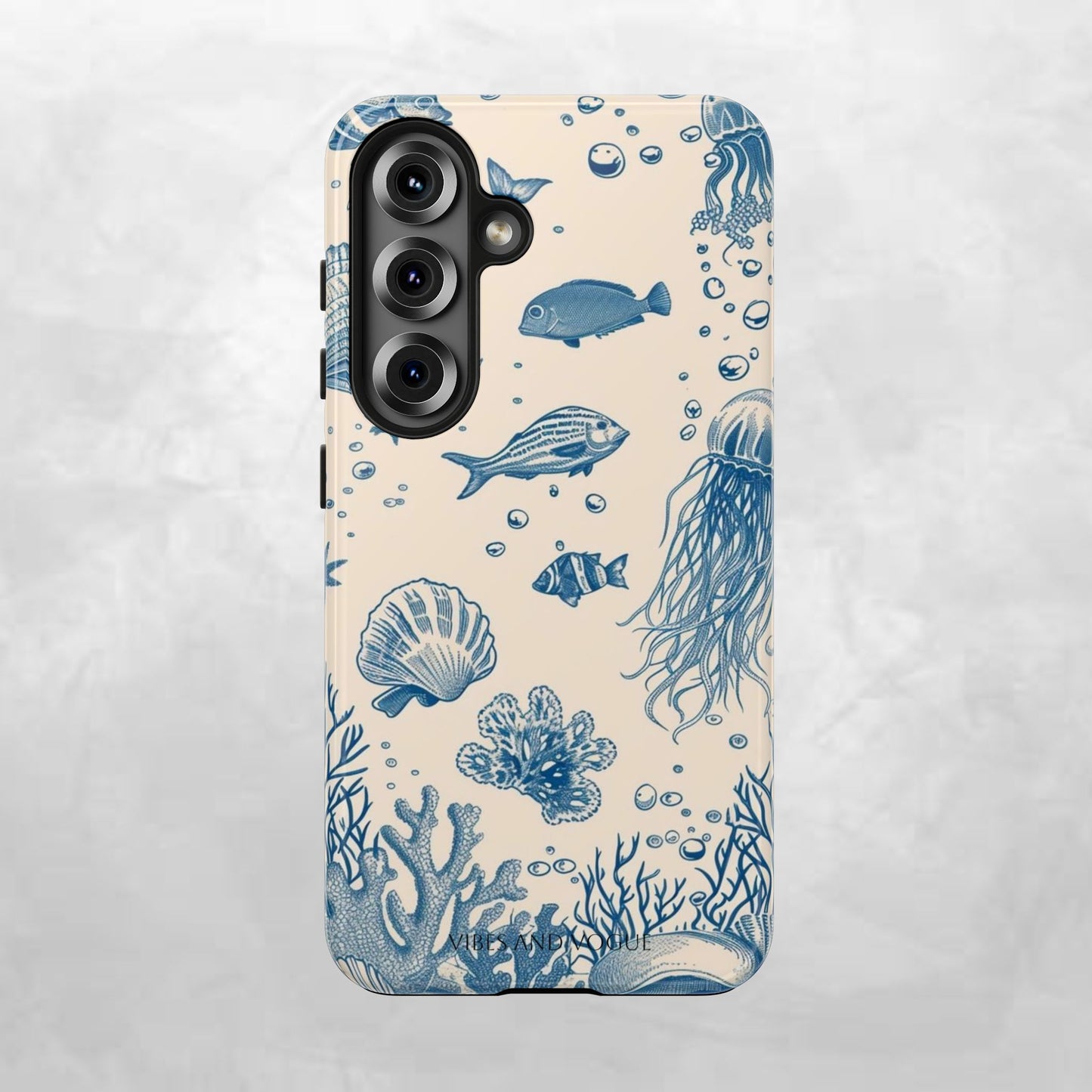Ocean Blue Marine Pattern Tough Phone Case