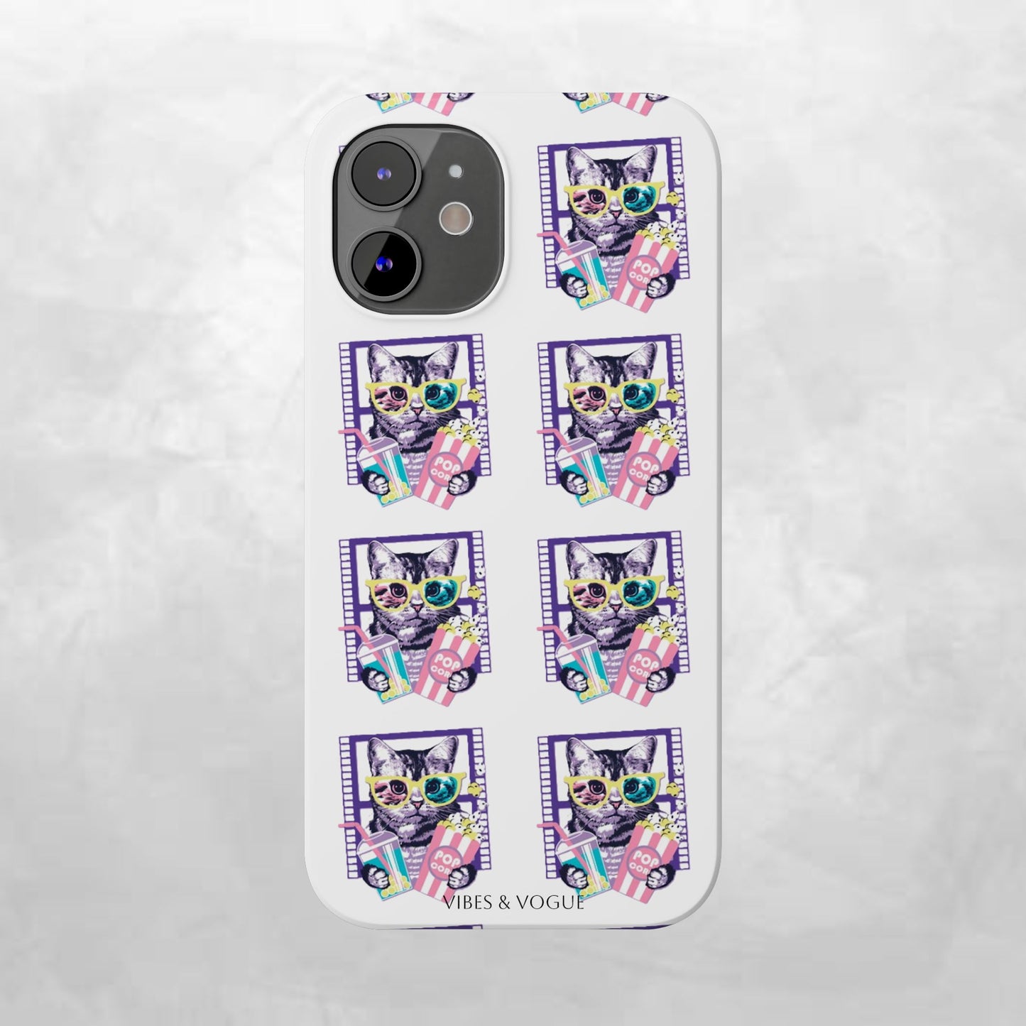 Cat Lover's Slim Phone Cases, Cute Cat Phone Covers, Pet-Themed Accessories, Gifts for Cat Lovers, Vibrant Patterned Cases