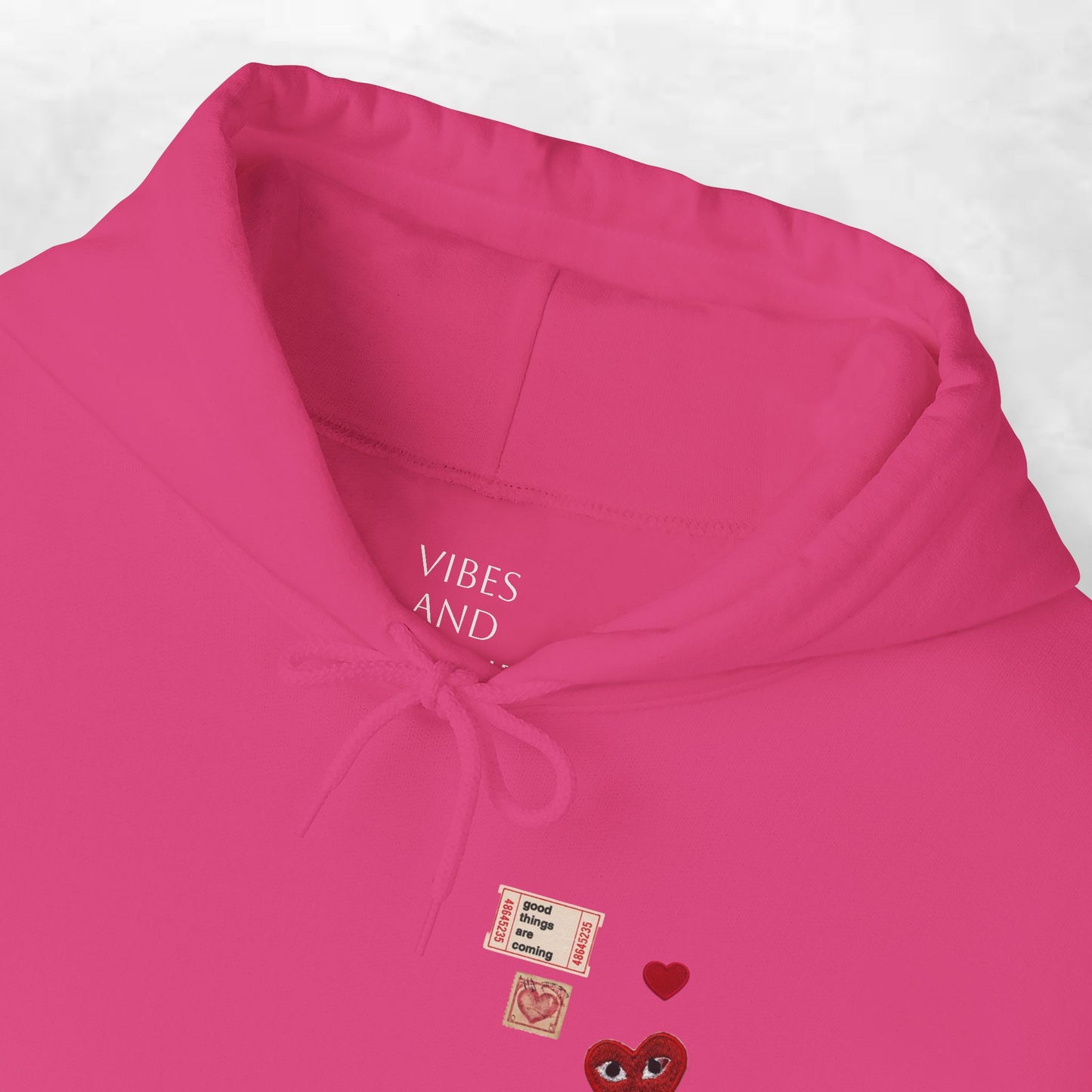 Hoodie — Tiny Vintage Valentine Hearts Chest Print