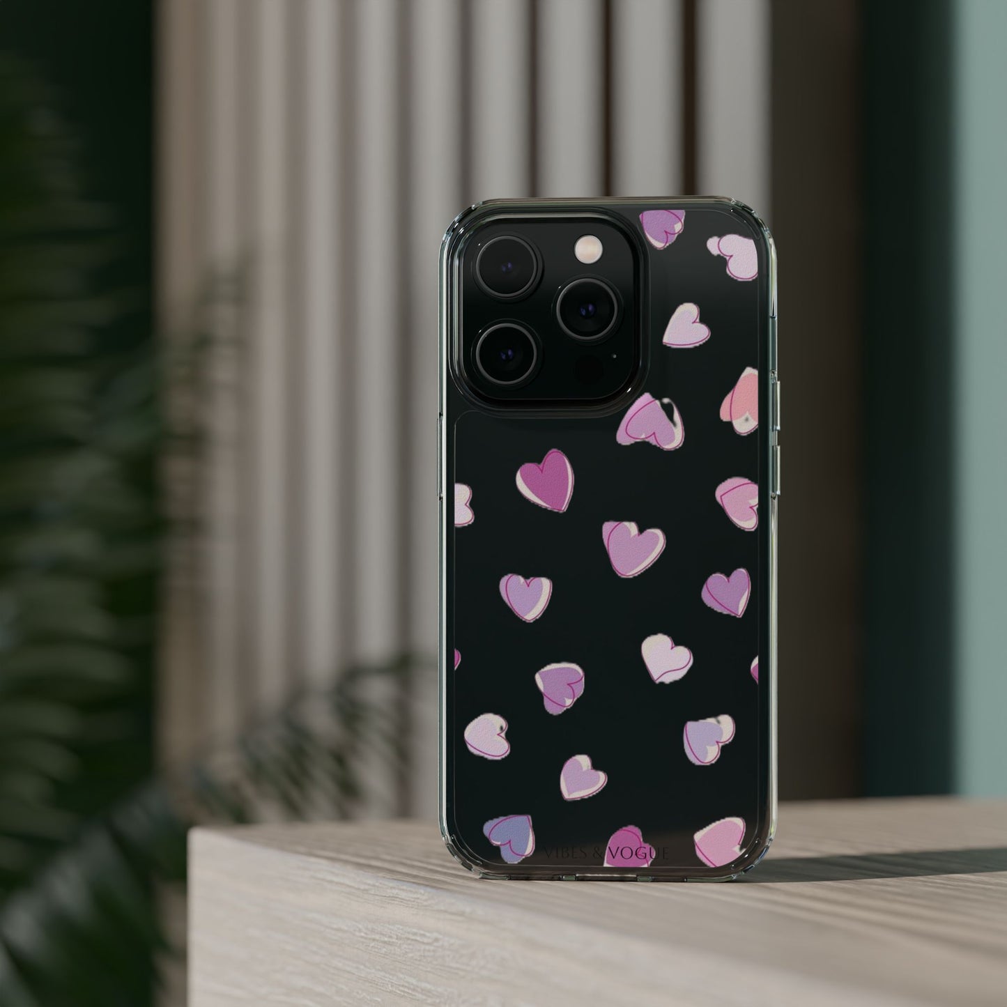 Heart Pattern Clear Case, Cute Phone Cover, Valentine's Day Gift, Trendy Phone Accessory, Love Theme Case