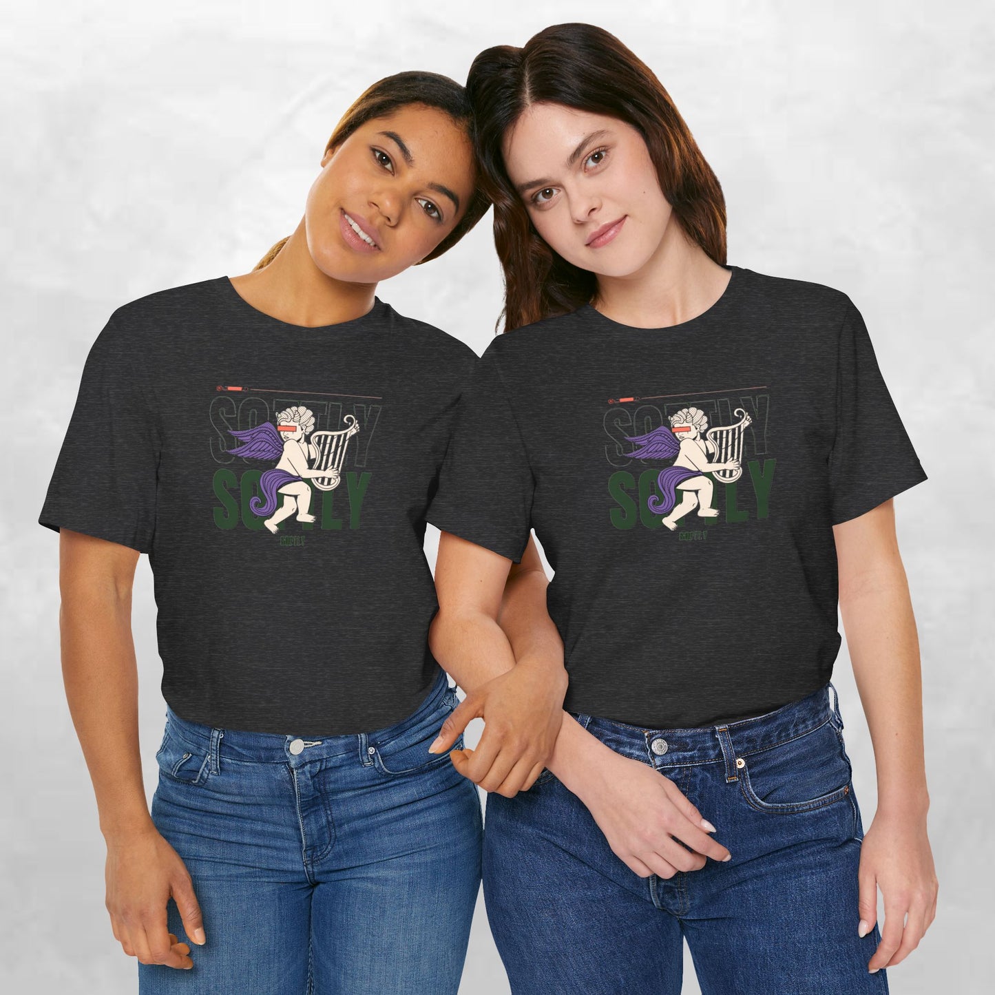 Unisex Short Sleeve Tee with Harp Design, Casual Tee, Gift for Music Lovers, Summer Wear, Concert Outfit, Friendship Tee