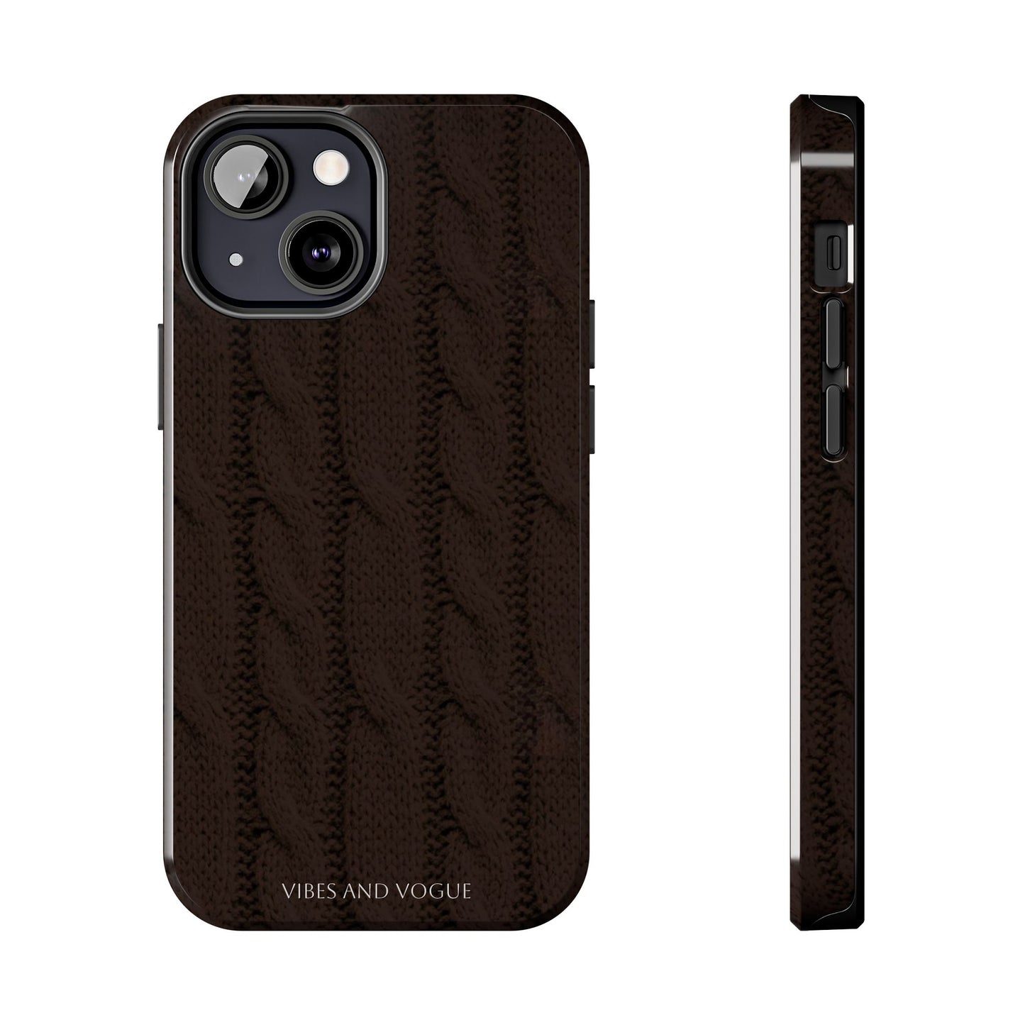 Cable Knit Chocolate Tough Phone Case — Vibes and Vogue Protective Cover