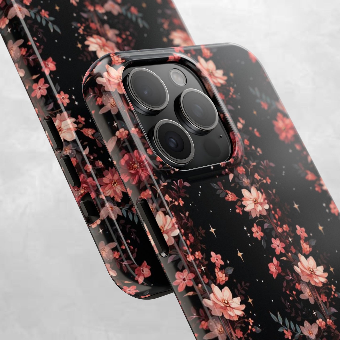 Floral Galaxy Phone Case – Dark Pink Blossom Tough Protective Case