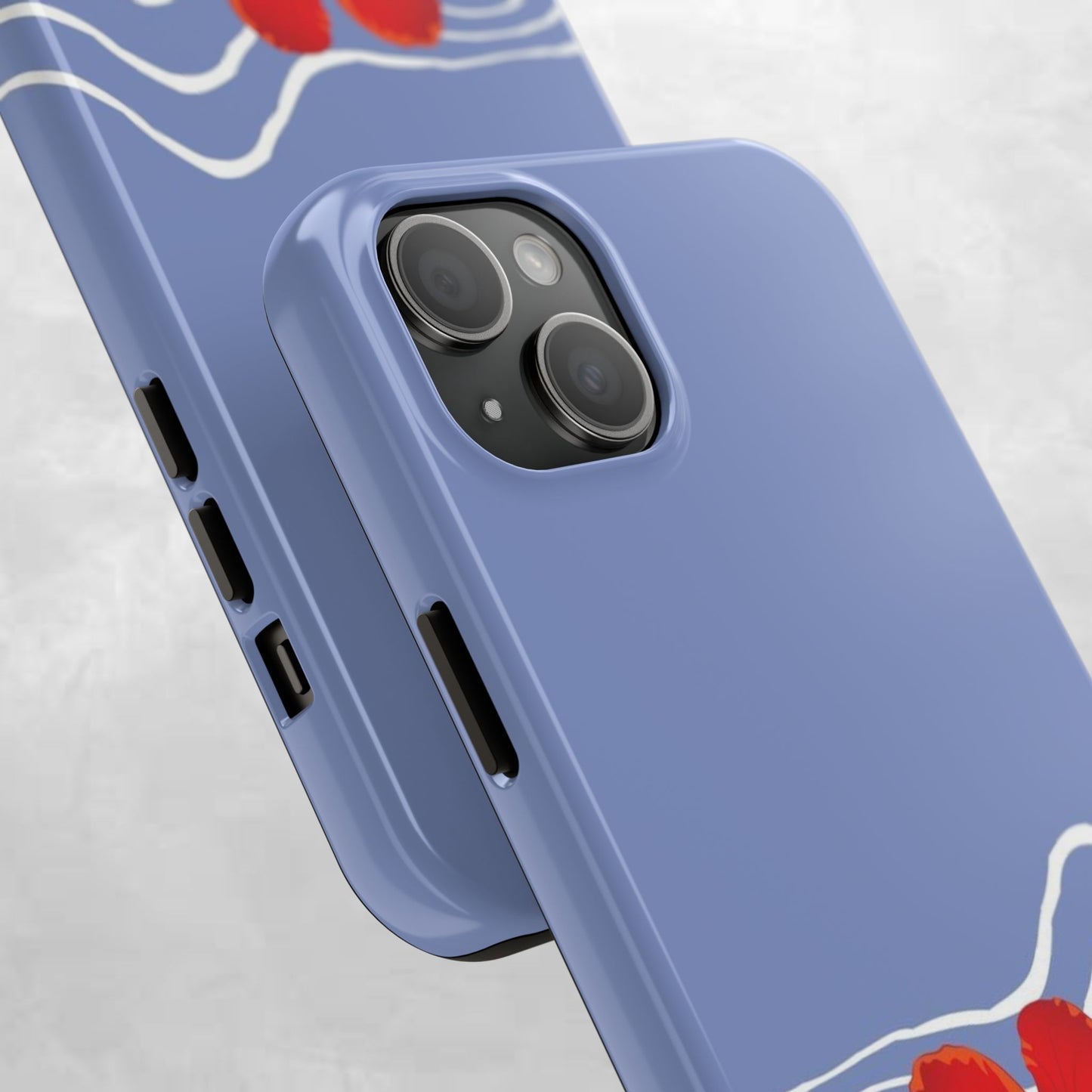 Tough Phone Case — Red Hibiscus Waves (Durable Protective Phone Cover)