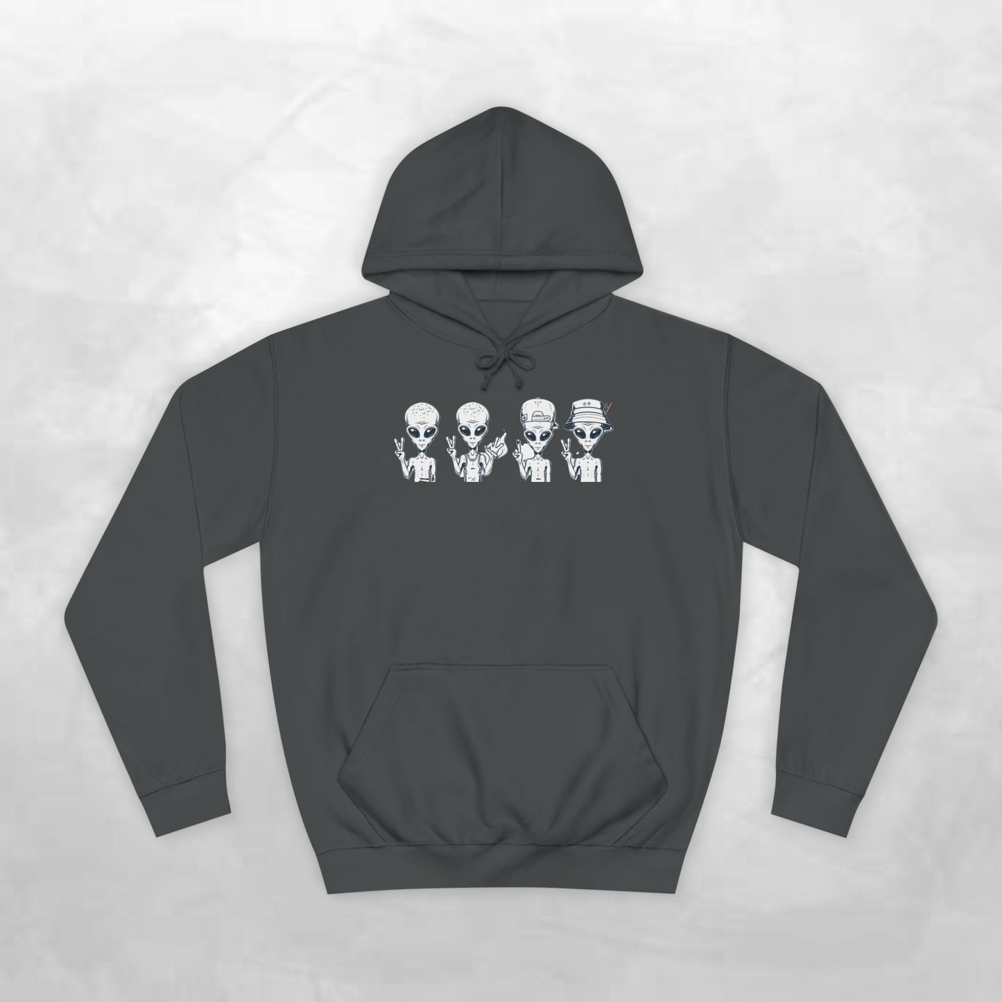 Retro Alien College Hoodie - Unisex Warm Sweatshirt for Campus Style