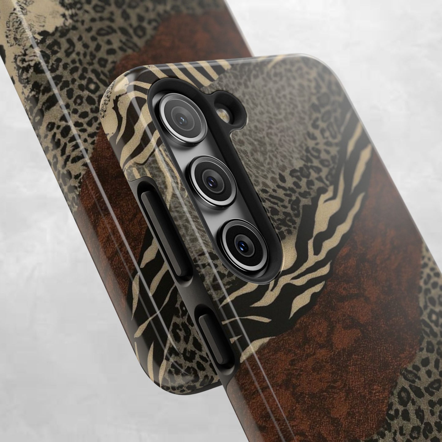 Safari Patchwork Tough Phone Case — Brown Leopard & Zebra Animal Print