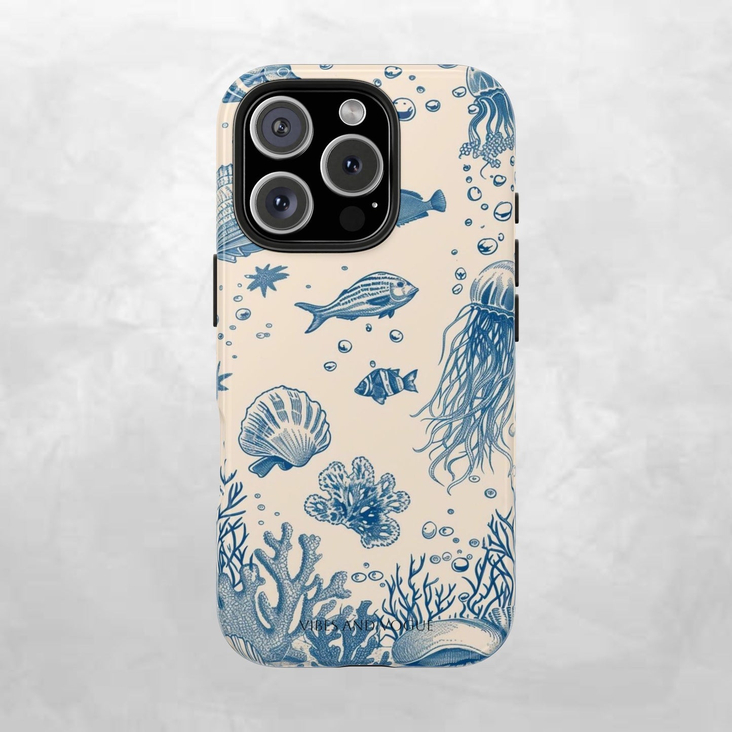 Ocean Blue Marine Pattern Tough Phone Case