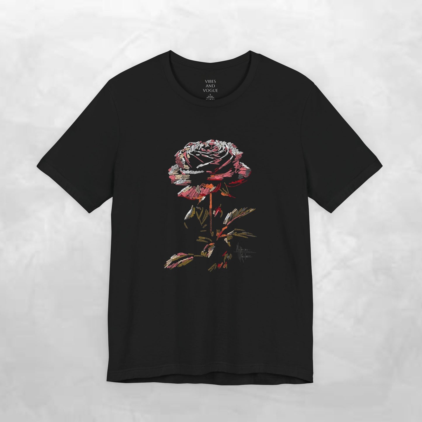 Vintage Rose Tee — Dark Floral Graphic T-Shirt