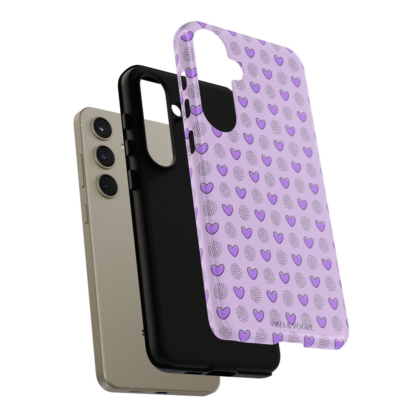 Purple Heart Pattern Phone Case - Tough Cases for a Stylish & Protective Vibe