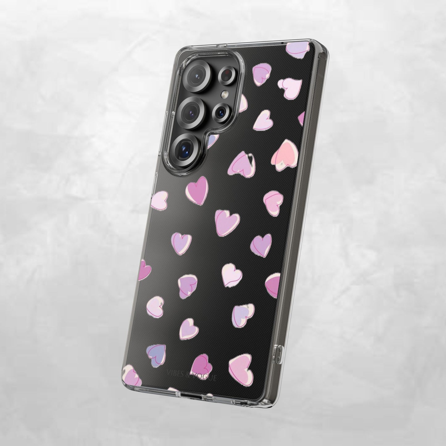 Heart Pattern Clear Case, Cute Phone Cover, Valentine's Day Gift, Trendy Phone Accessory, Love Theme Case