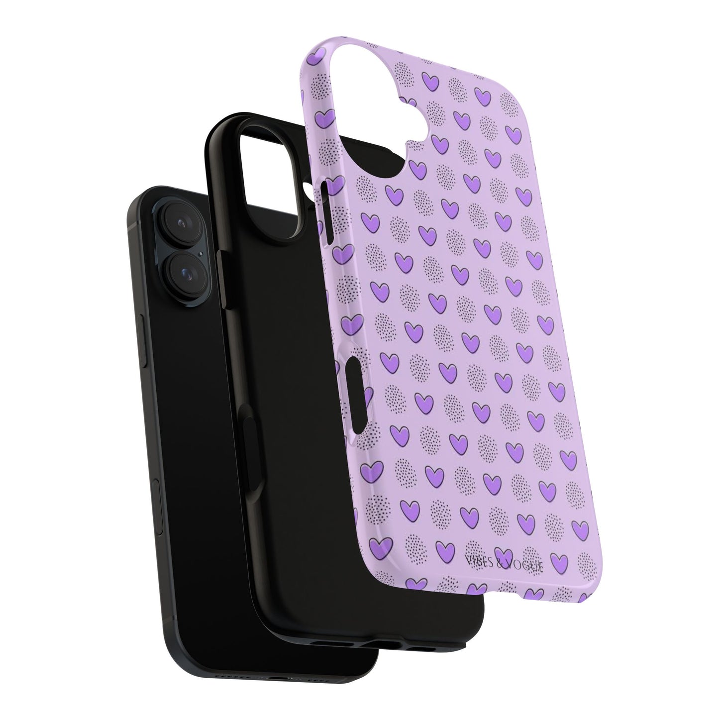 Purple Heart Pattern Phone Case - Tough Cases for a Stylish & Protective Vibe