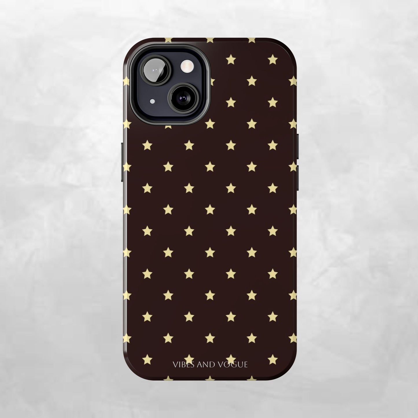 Star Pattern Tough Phone Case — Gold Stars on Chocolate Brown