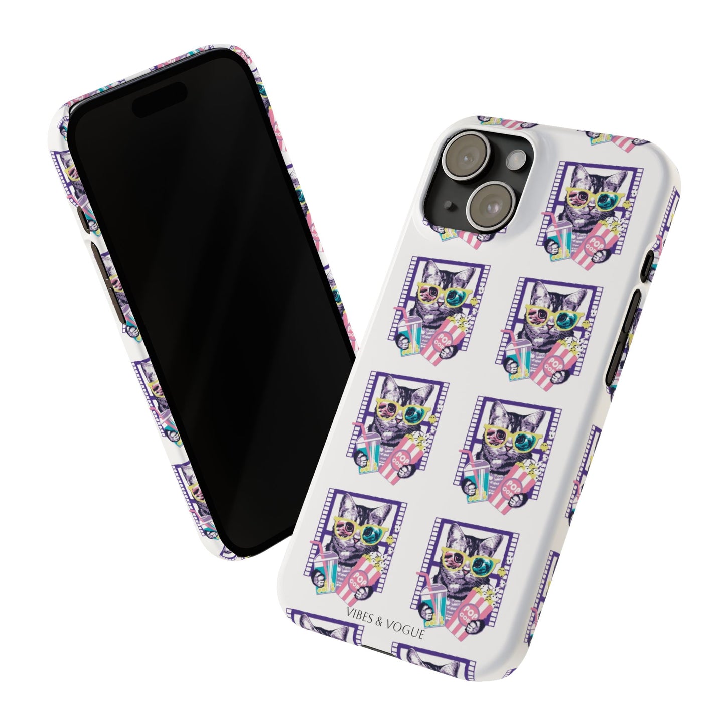 Cat Lover's Slim Phone Cases, Cute Cat Phone Covers, Pet-Themed Accessories, Gifts for Cat Lovers, Vibrant Patterned Cases