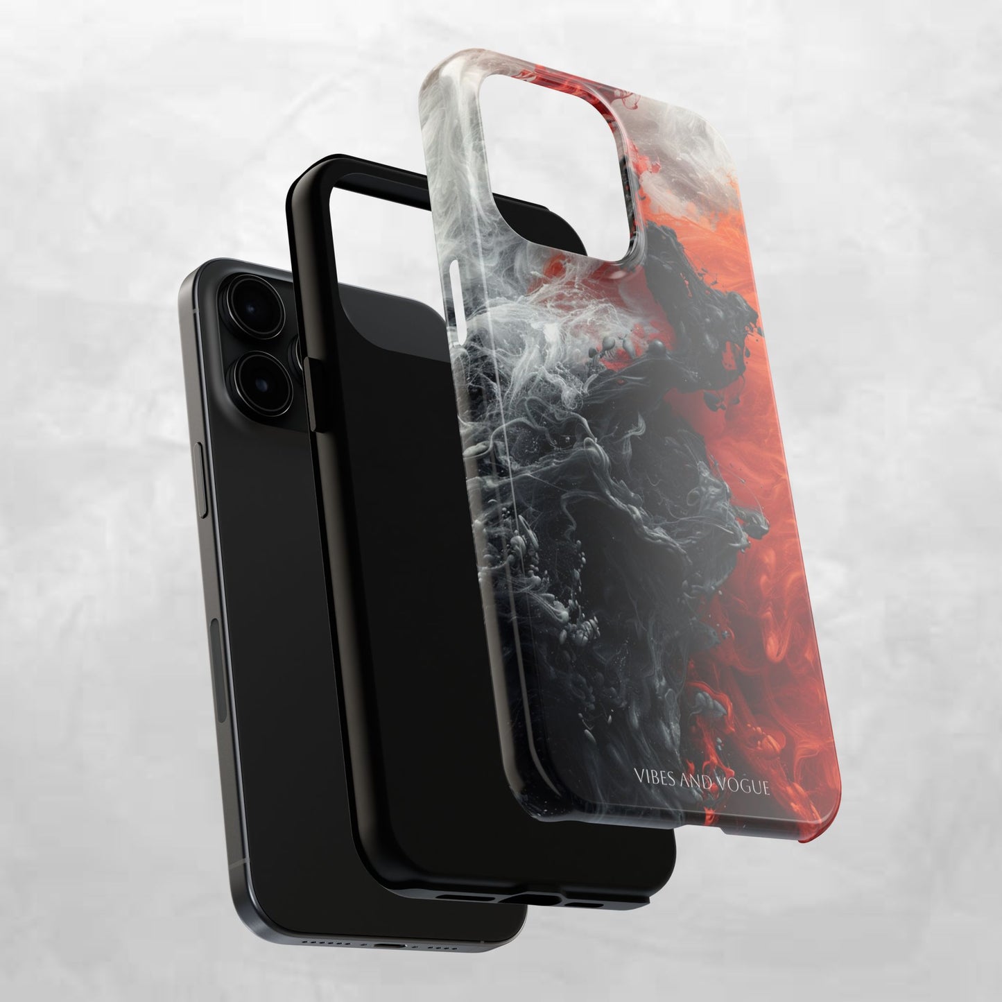 Abstract Red & Black Smoke Tough Phone Case — Vibes and Vogue Protective Cover