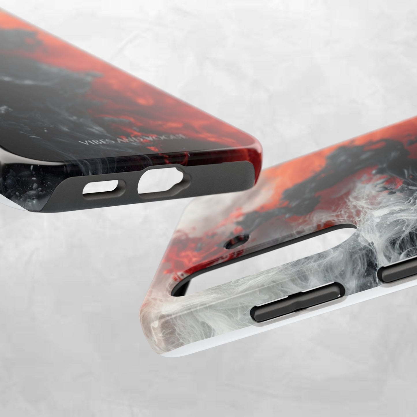 Abstract Red & Black Smoke Tough Phone Case — Vibes and Vogue Protective Cover