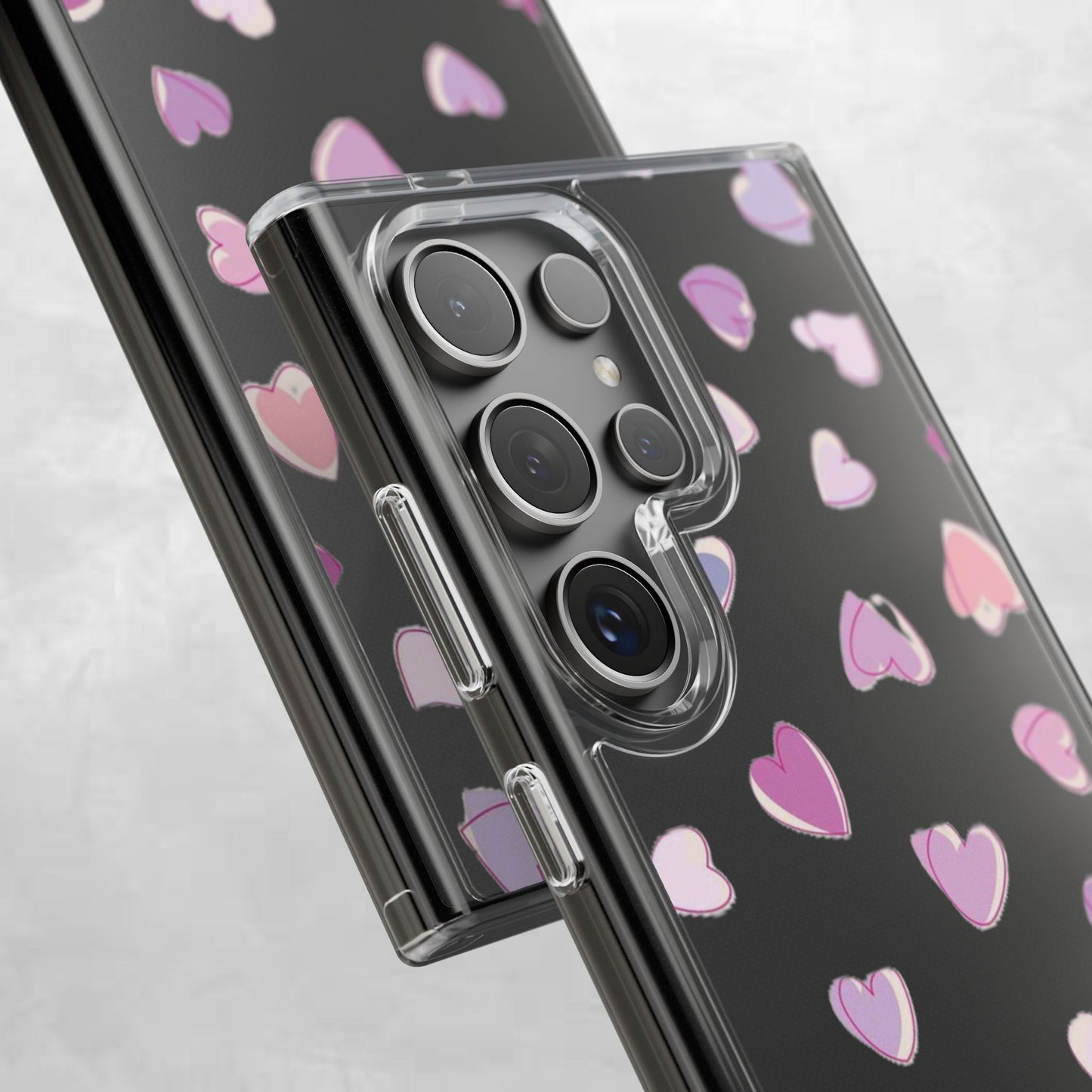 Heart Pattern Clear Case, Cute Phone Cover, Valentine's Day Gift, Trendy Phone Accessory, Love Theme Case