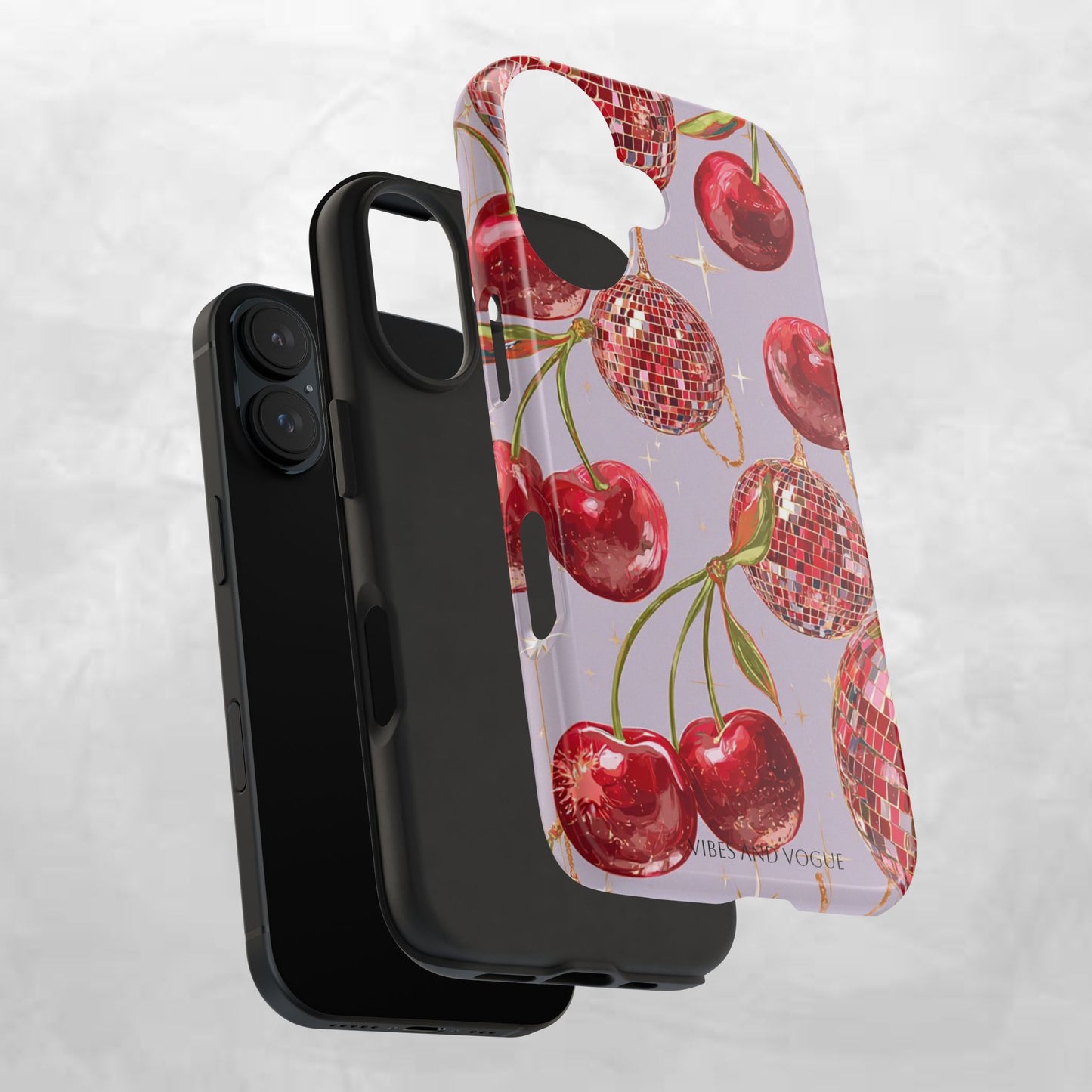 Disco Cherry Tough Phone Case — Retro Sparkle iPhone Protection