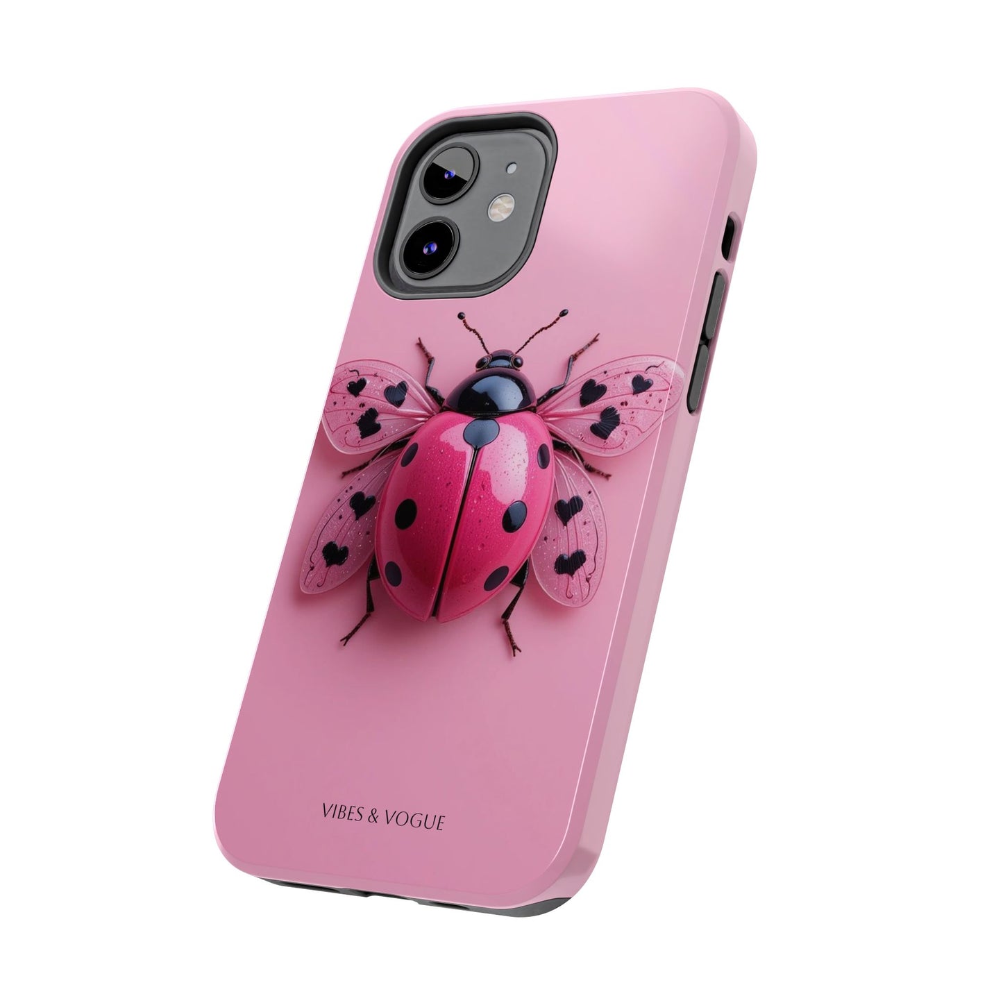 Pink Ladybug Tough Phone Case, Cute Phone Cover, Bug Lover Gift, Durable Smartphone Shell, Protective Tech Accessory