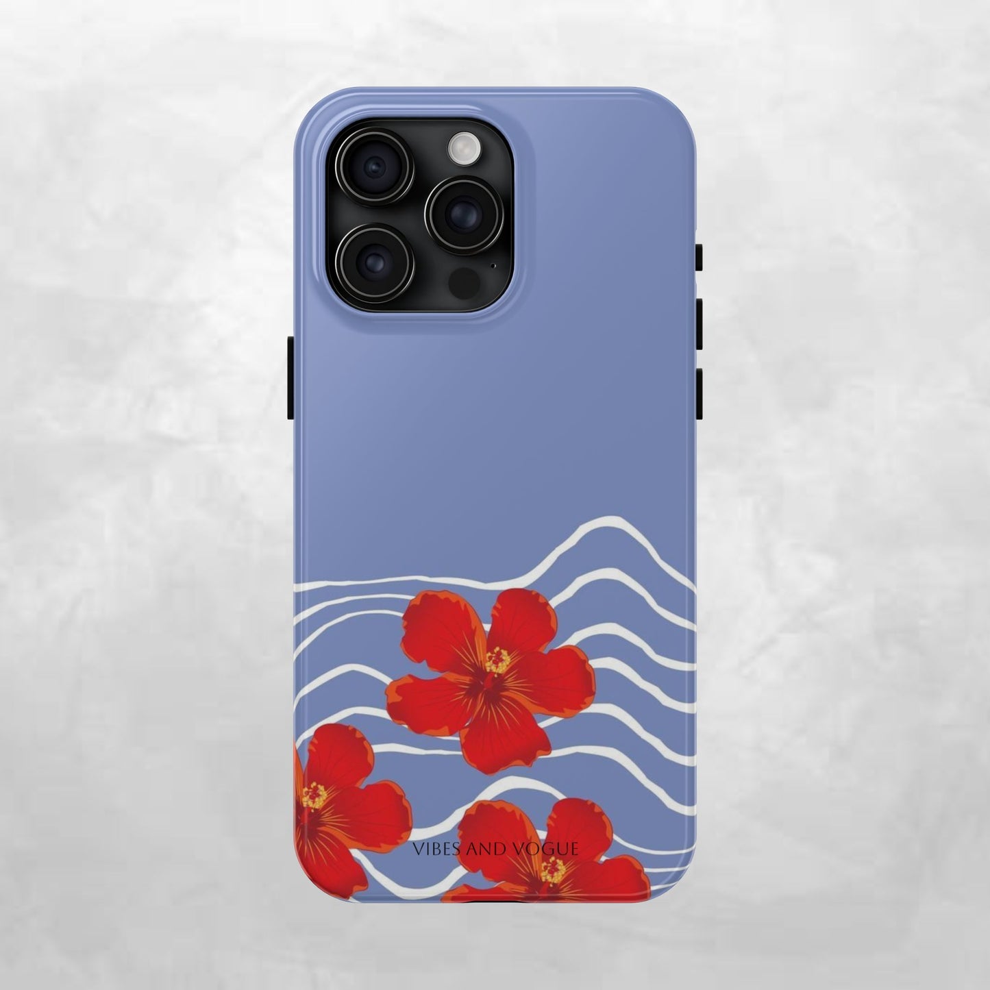 Tough Phone Case — Red Hibiscus Waves (Durable Protective Phone Cover)
