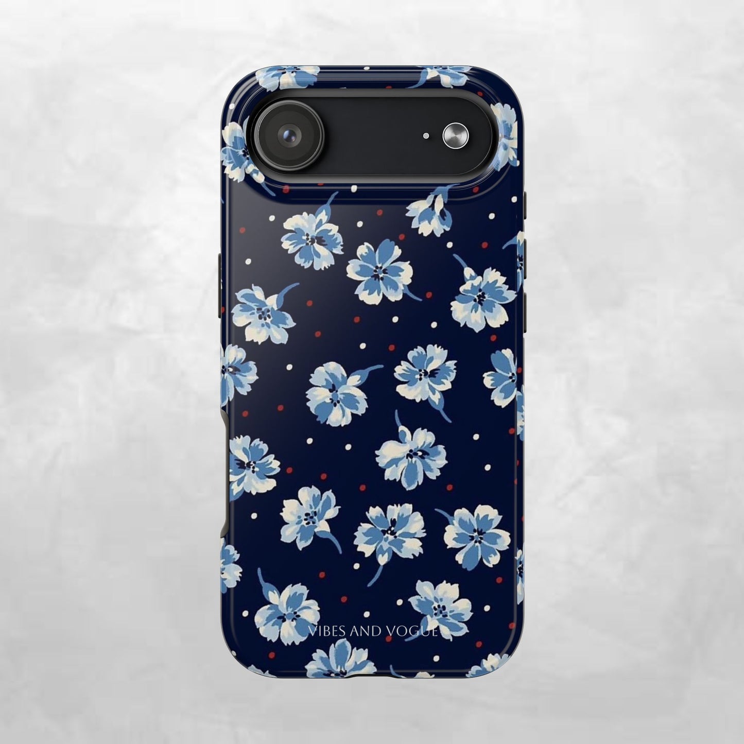 Floral Navy Tough Phone Case — Blue Blossom Protective Phone Cover