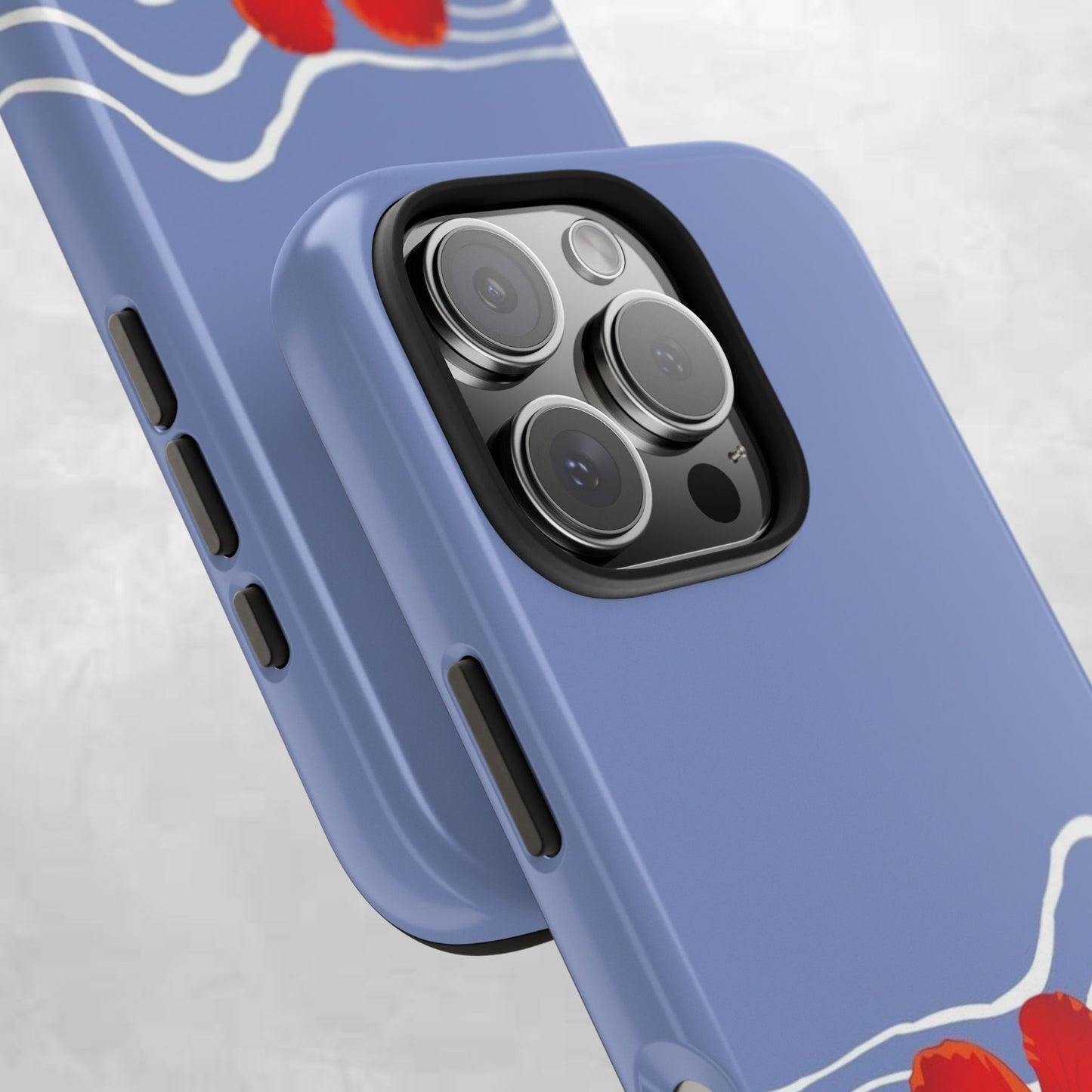 Tough Phone Case — Red Hibiscus Waves (Durable Protective Phone Cover)