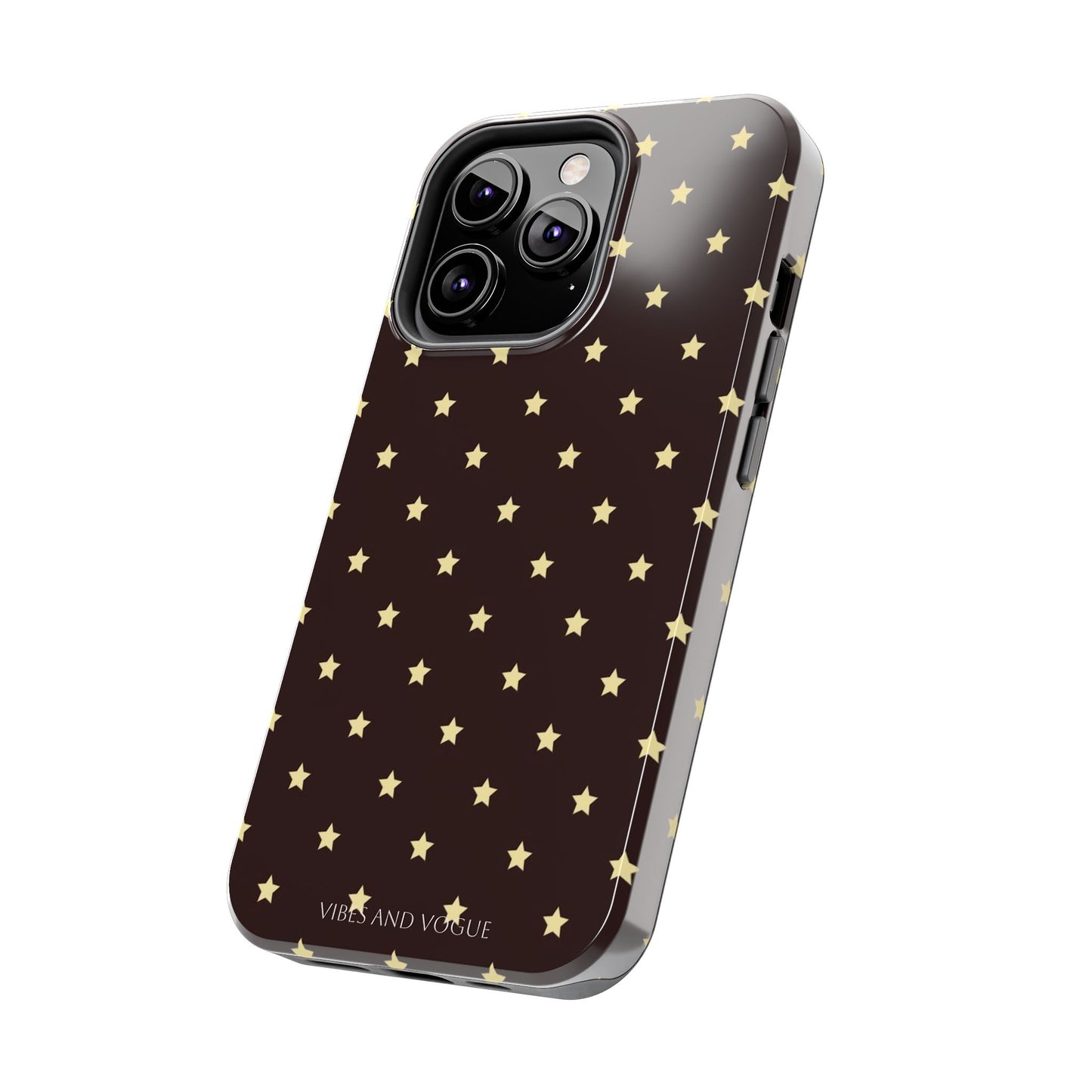 Star Pattern Tough Phone Case — Gold Stars on Chocolate Brown