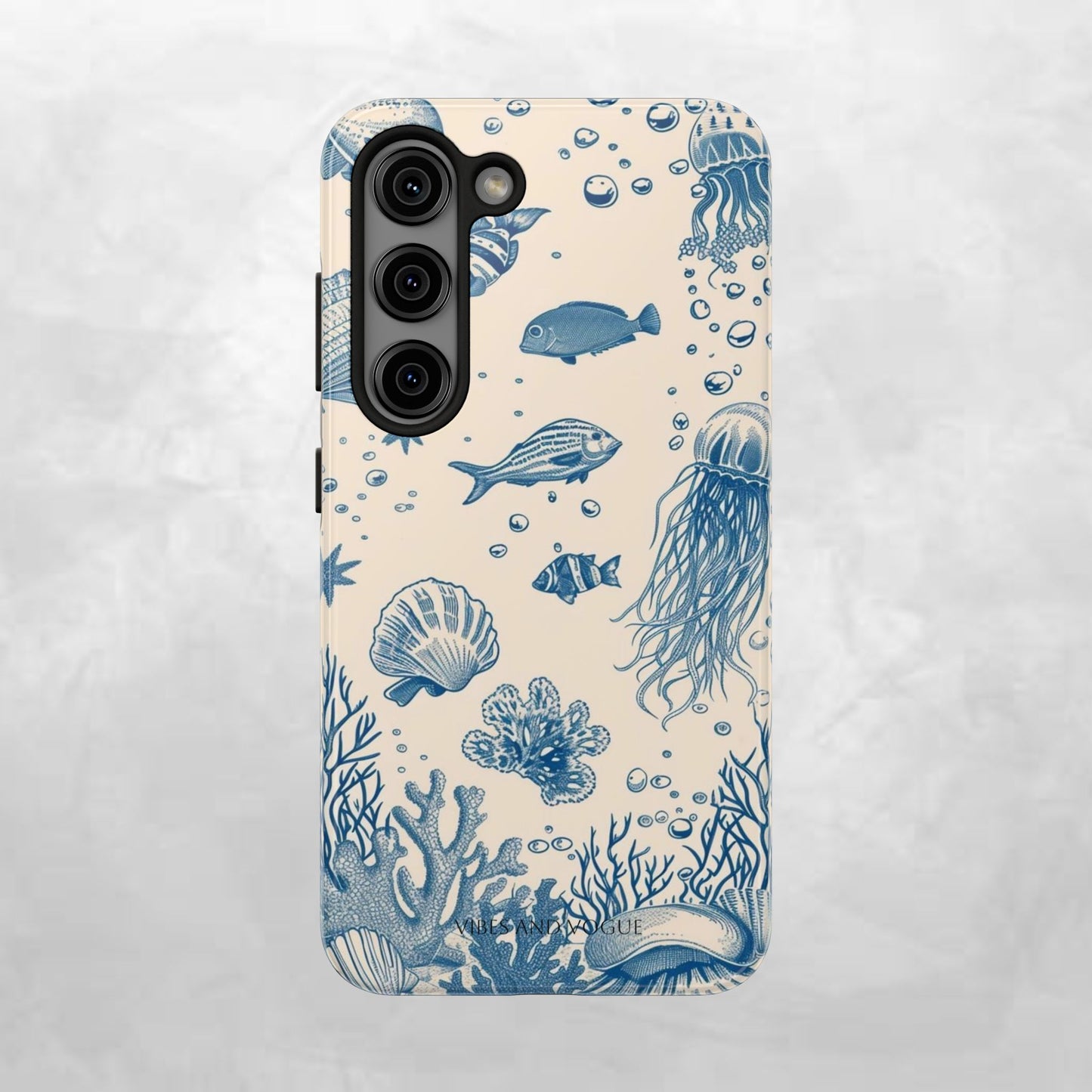 Ocean Blue Marine Pattern Tough Phone Case