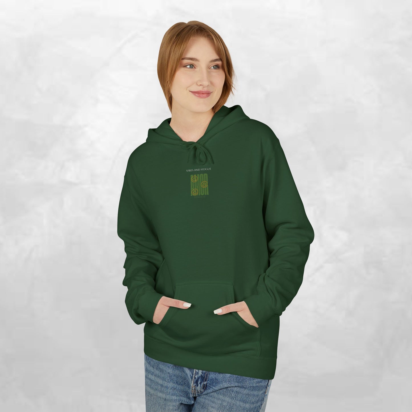 Amor Graphic Hoodie — Green Vintage Script Love Design