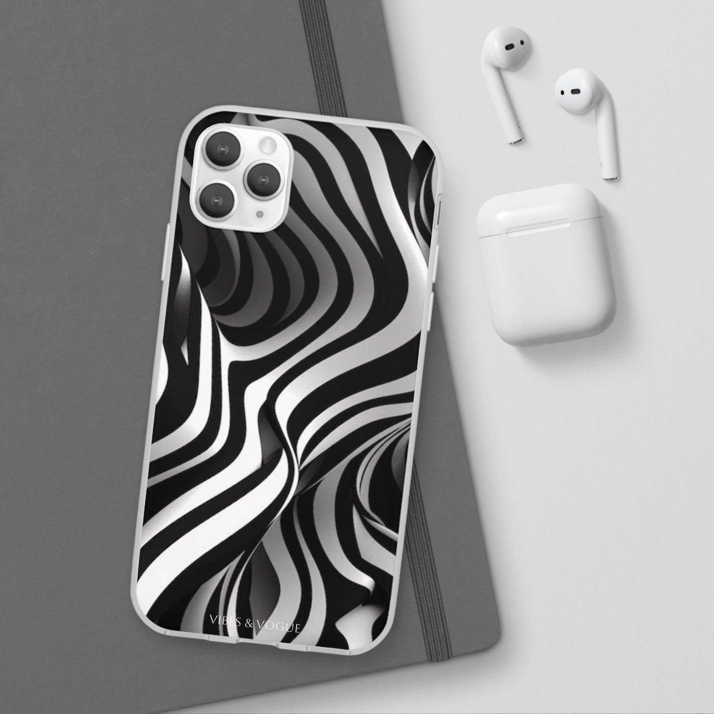 Stylish Phone Cases, Trendy Flexi Cases for iPhone, Black and White Art Case, Gifts for Him/Her, Phone Accessories, Unique Design