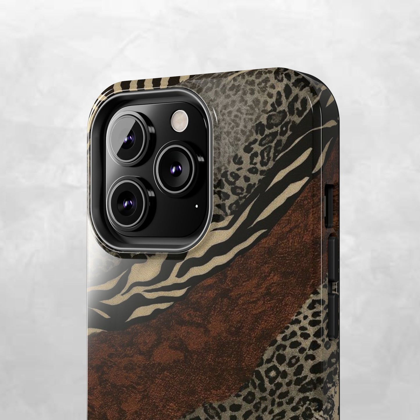 Safari Patchwork Tough Phone Case — Brown Leopard & Zebra Animal Print