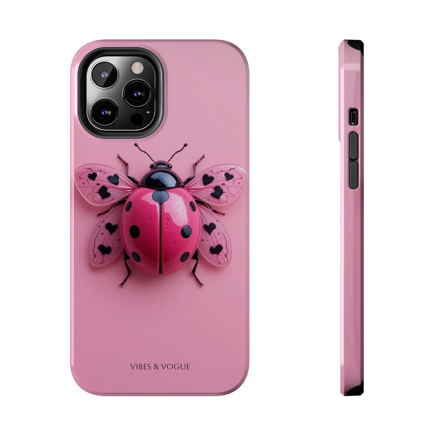 Pink Ladybug Tough Phone Case, Cute Phone Cover, Bug Lover Gift, Durable Smartphone Shell, Protective Tech Accessory
