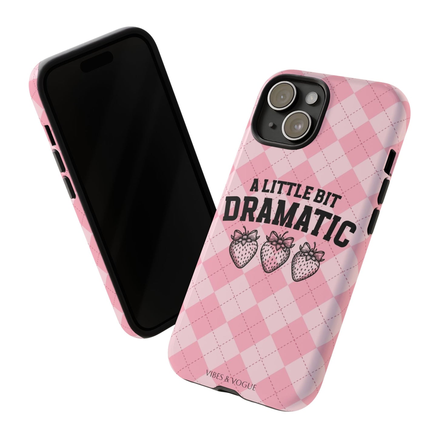 Dramatic Phone Case, Cute Phone Cover, Trendy Accessory, Gift for Her, Pink Strawberry Design
